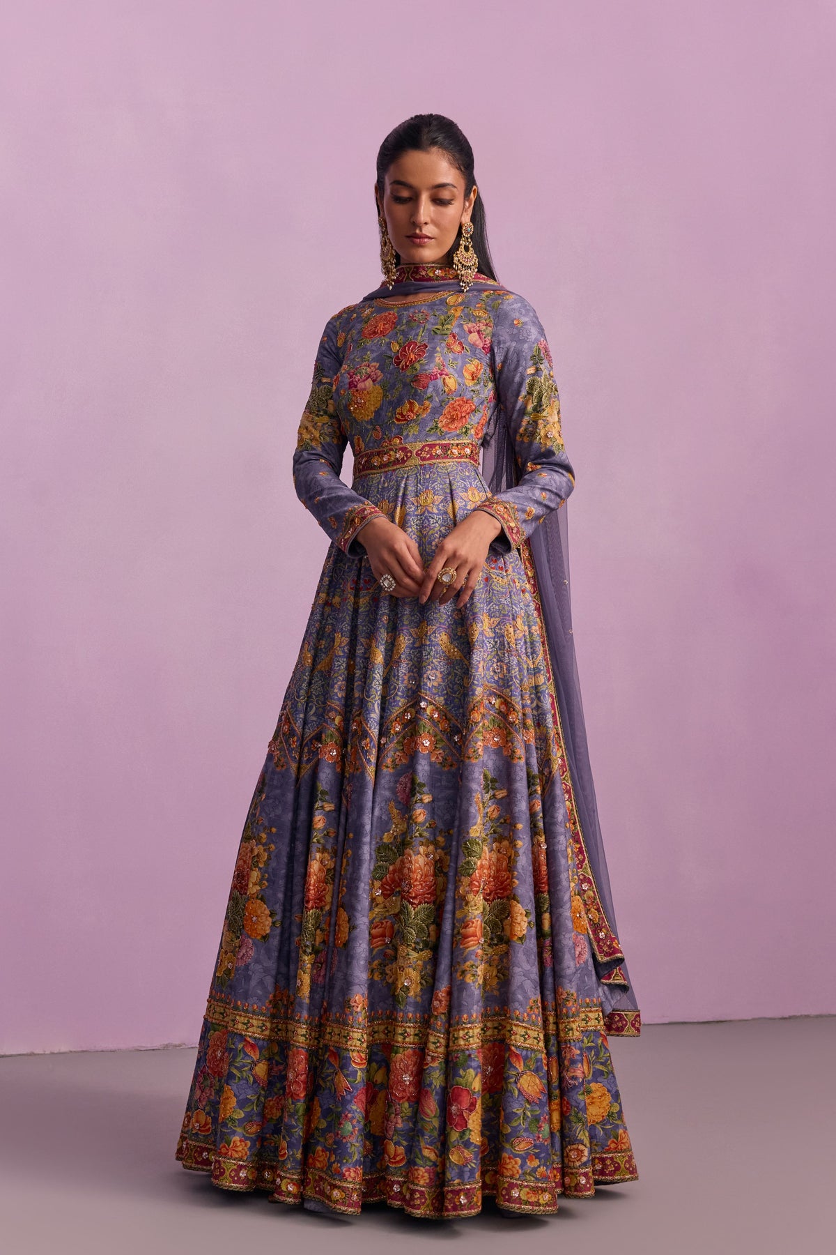 Purple Tahira Anarkali Set