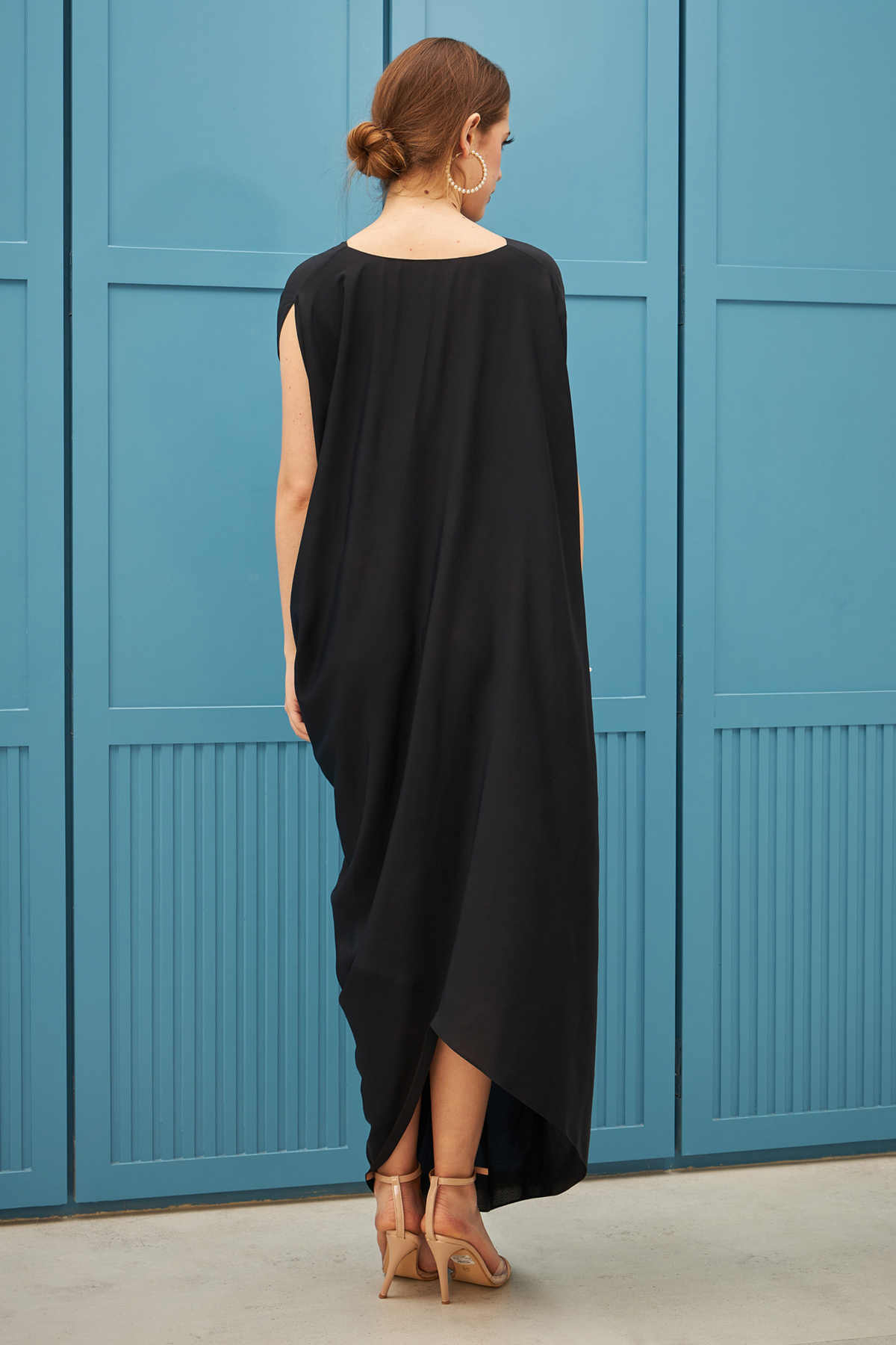 Black Twisted Drape Dress