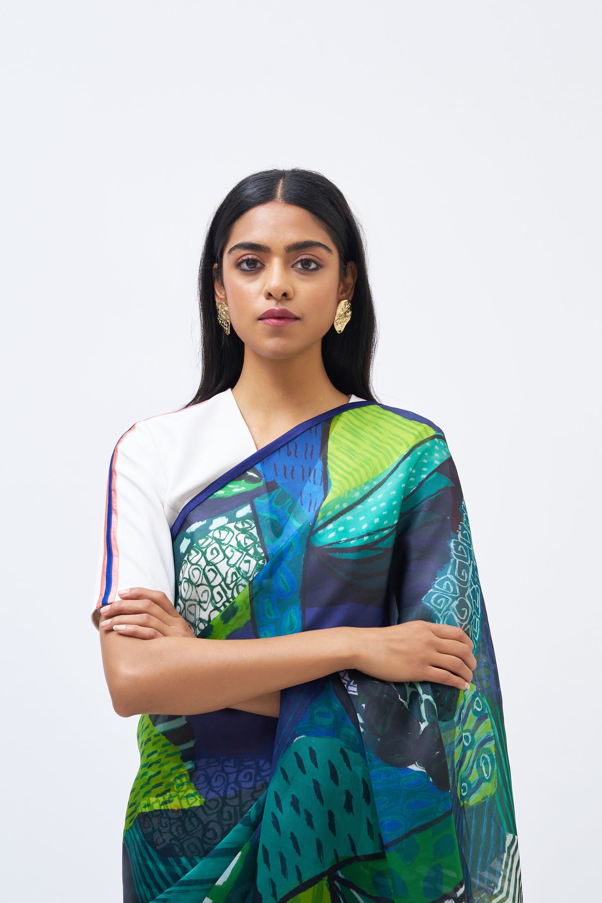 Torres Strait Forest Green Saree