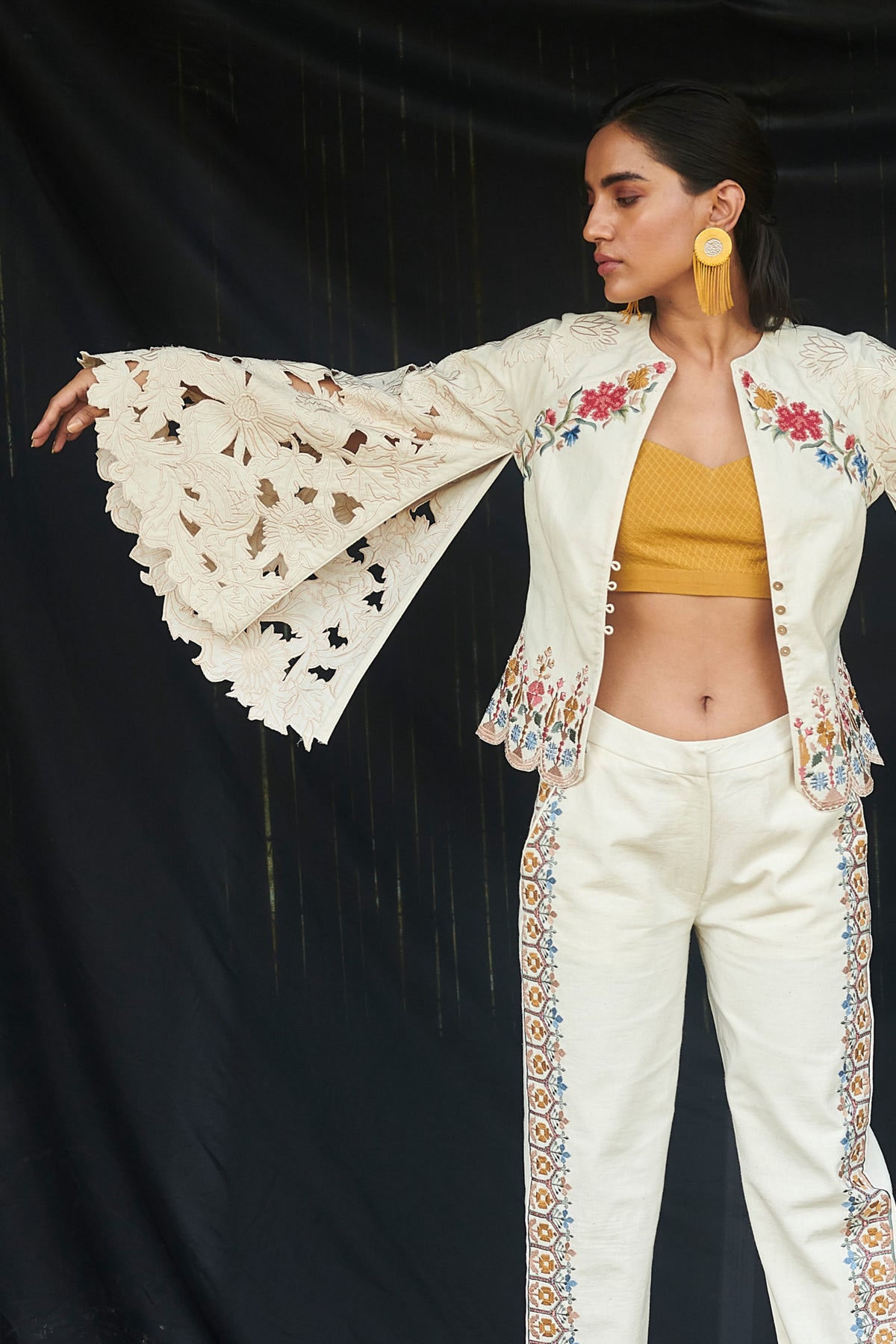 Ivory cutwork short jacket