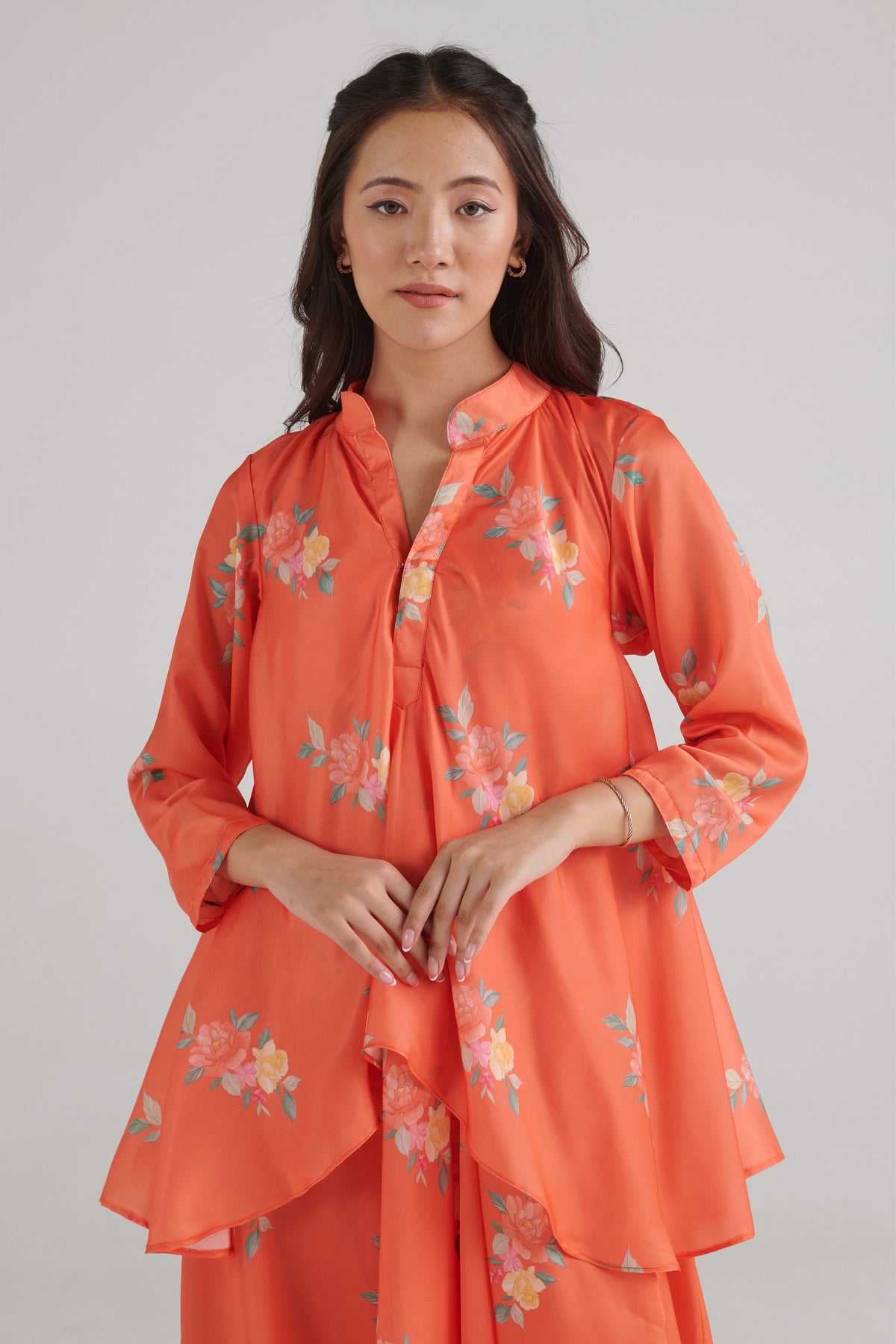 Bright Orange Dhoti Kurti Dress