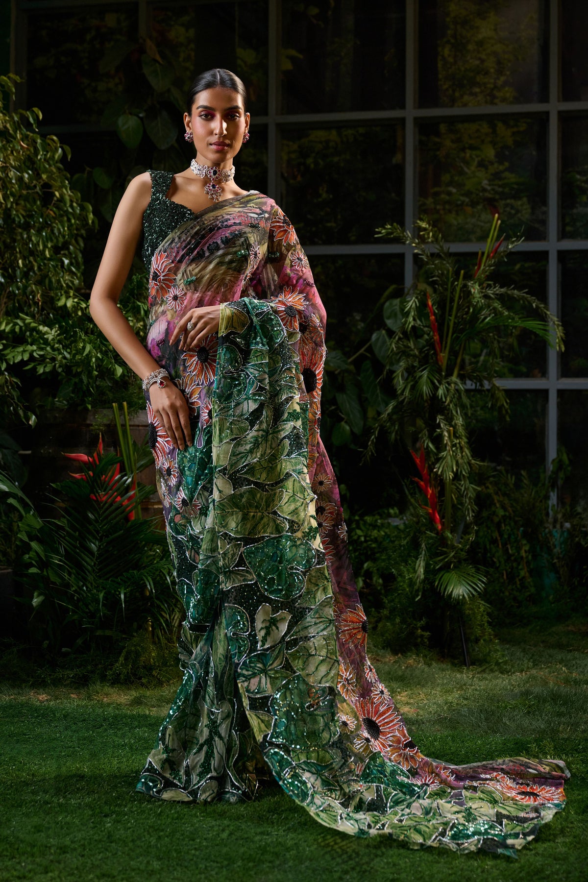 Wild Floral Multi Colour Saree