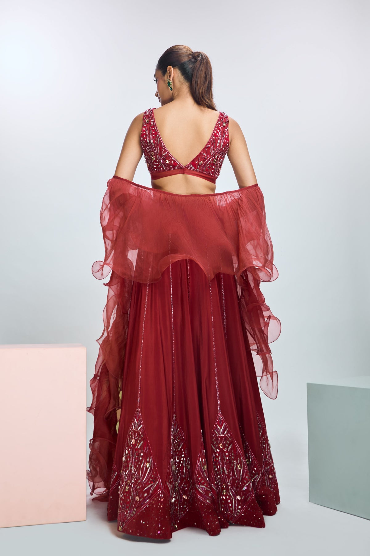 Intense Rust Embroidere Lehenga Set