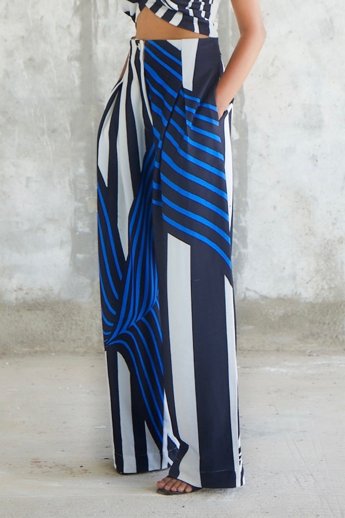 Striped Crepe Pants