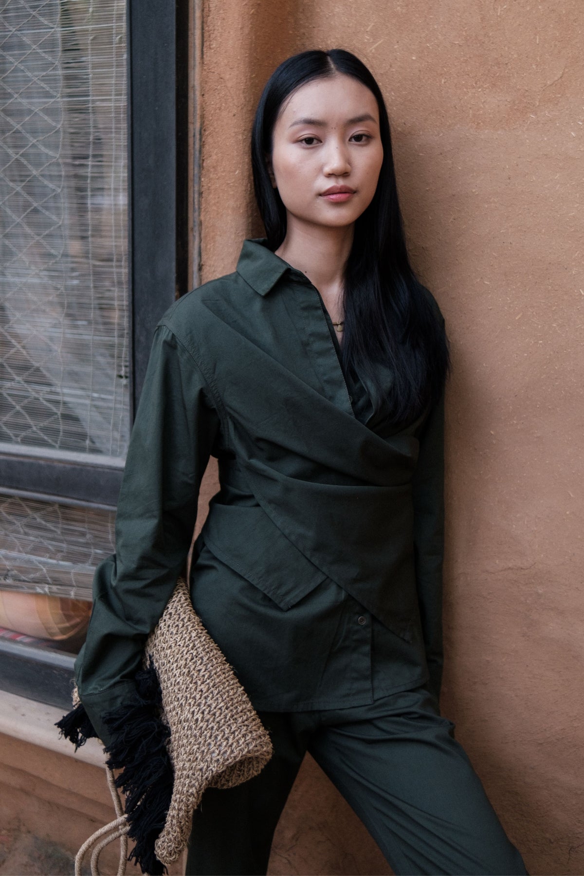 Deep Green Seattle Wrap Shirt