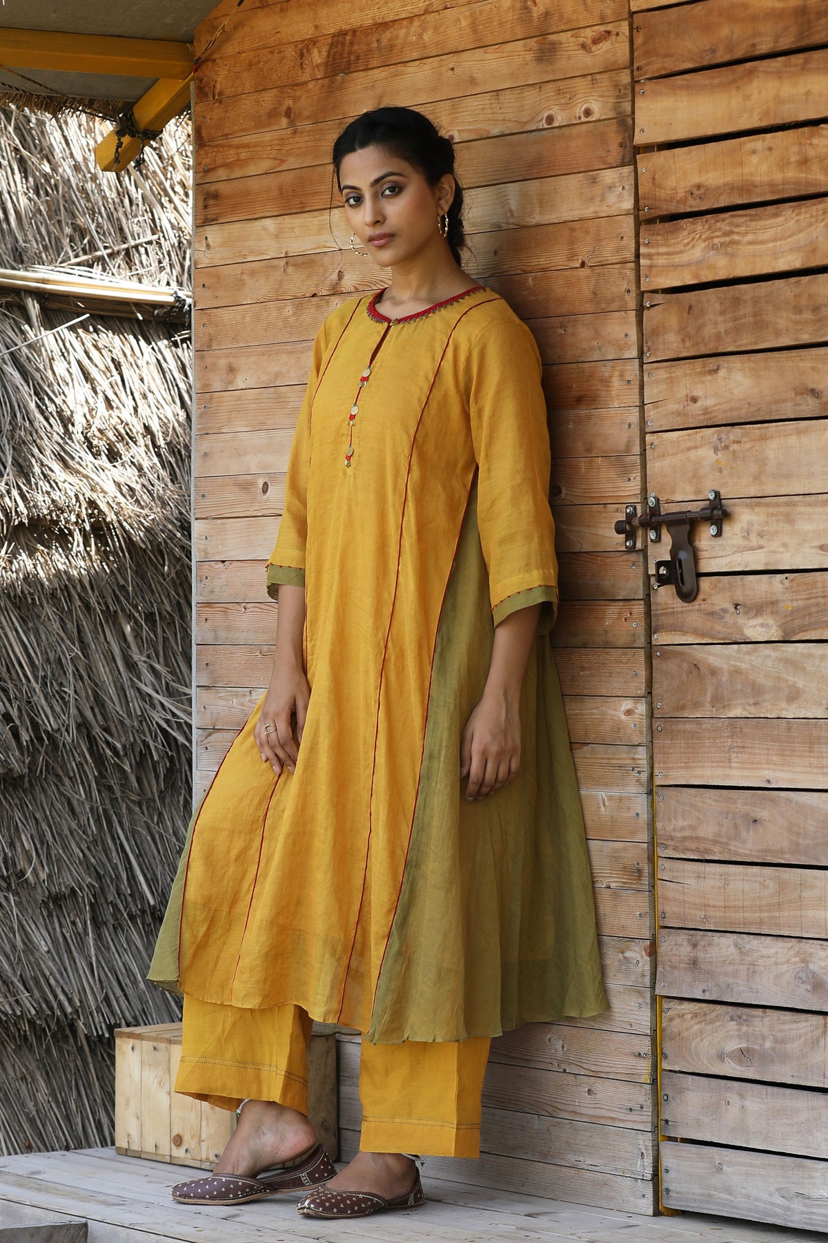 Yellow And Green Kurta Set