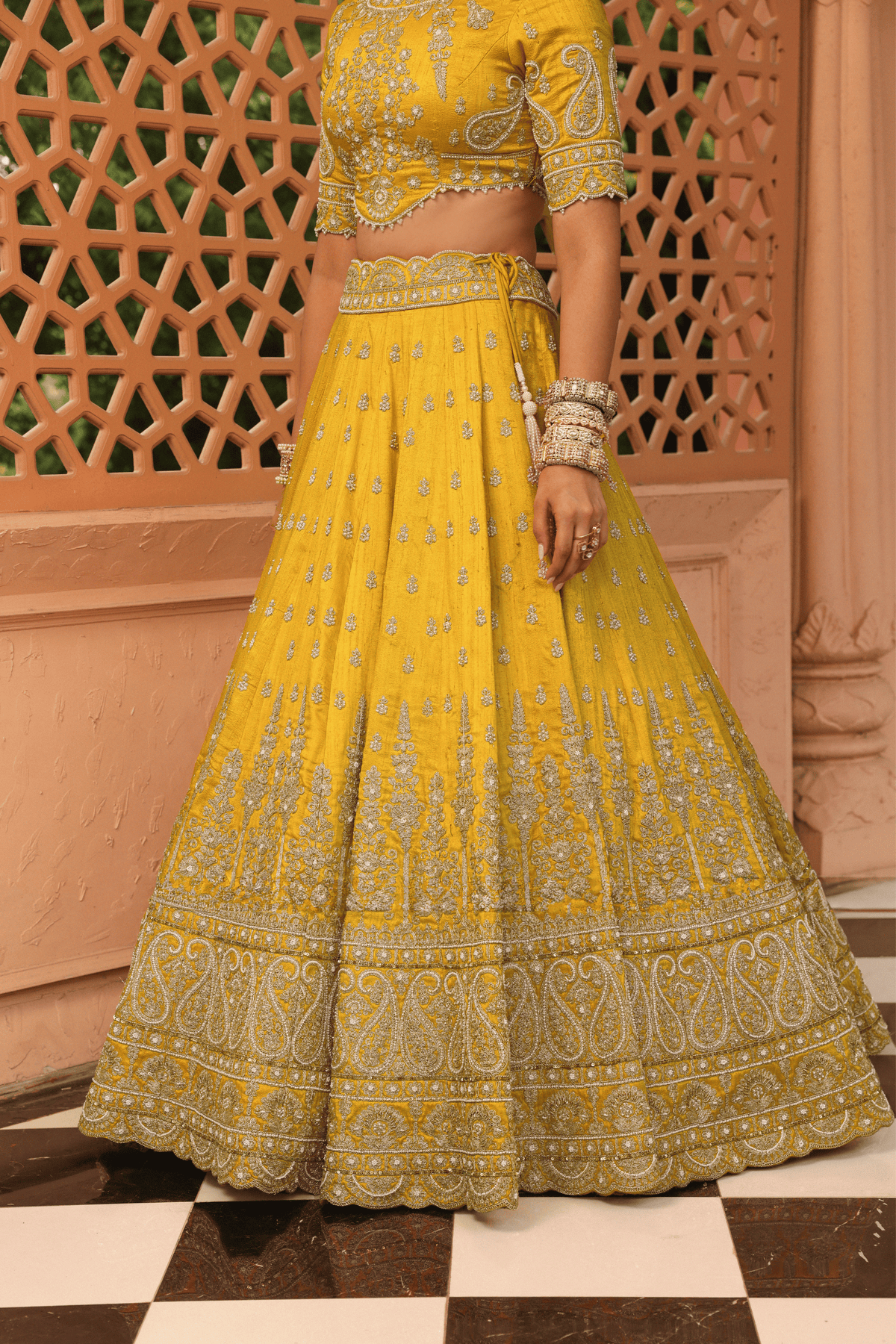 Uzma Mustard Lehenga Set