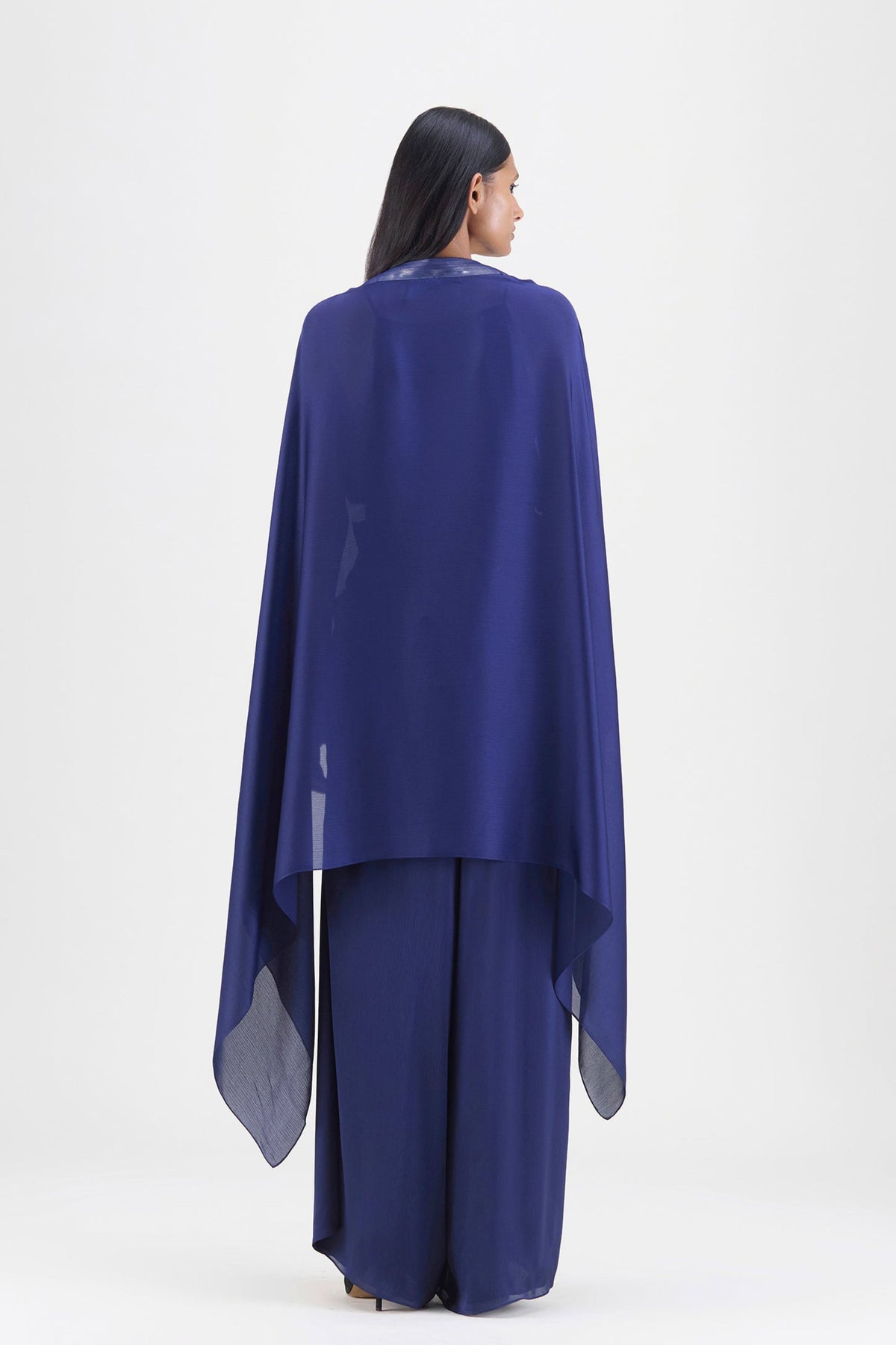 Metallic Cape Set In Ink Blue