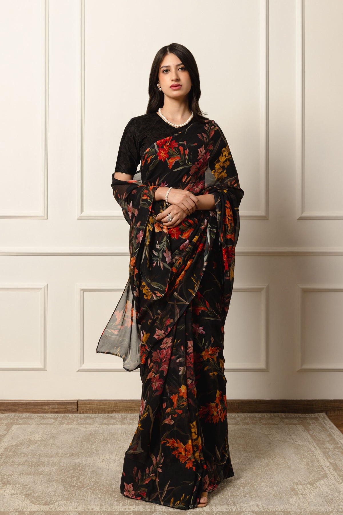 Camille Printed French Chiffon Saree