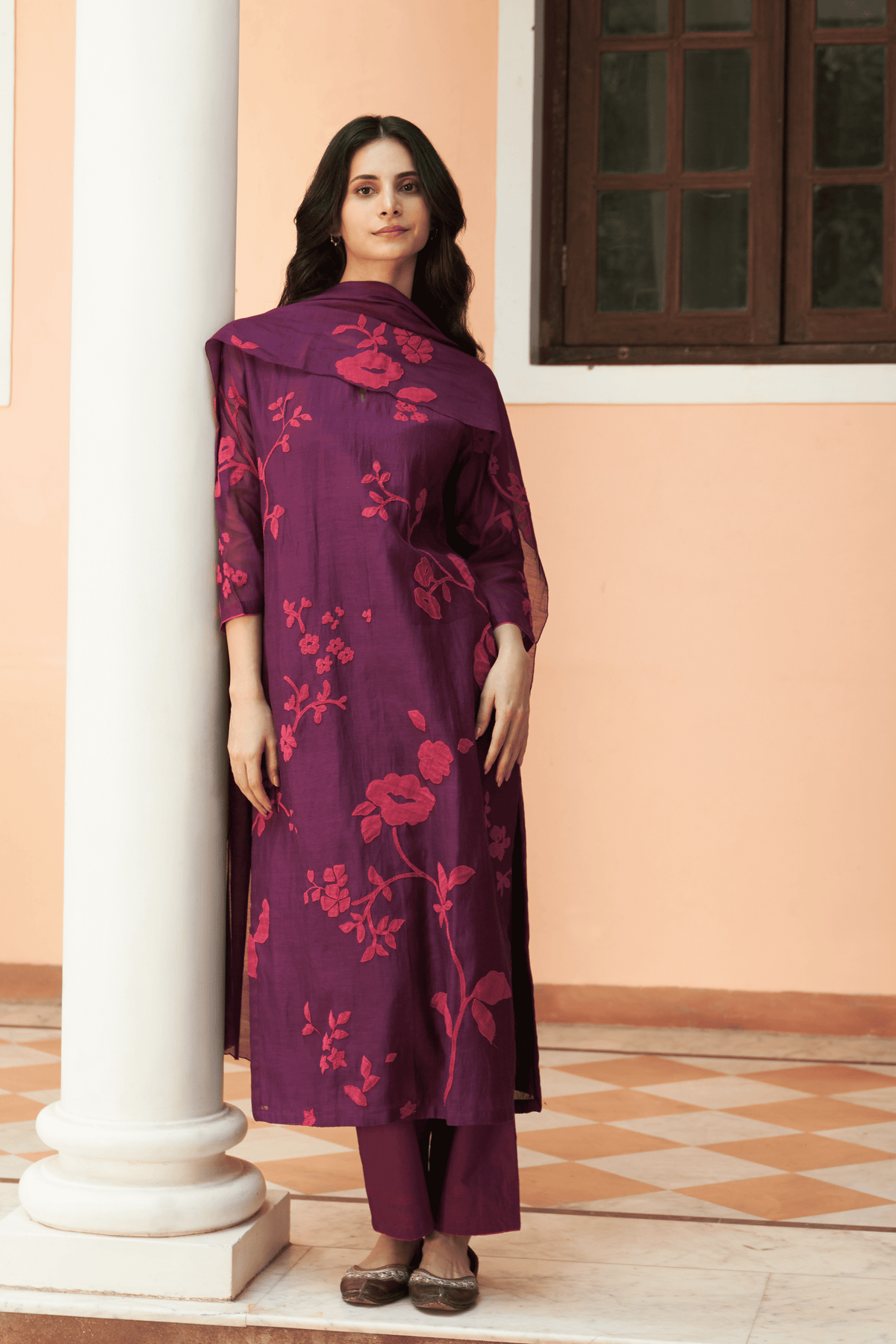 Amethyst Floral Applique Kurta Set