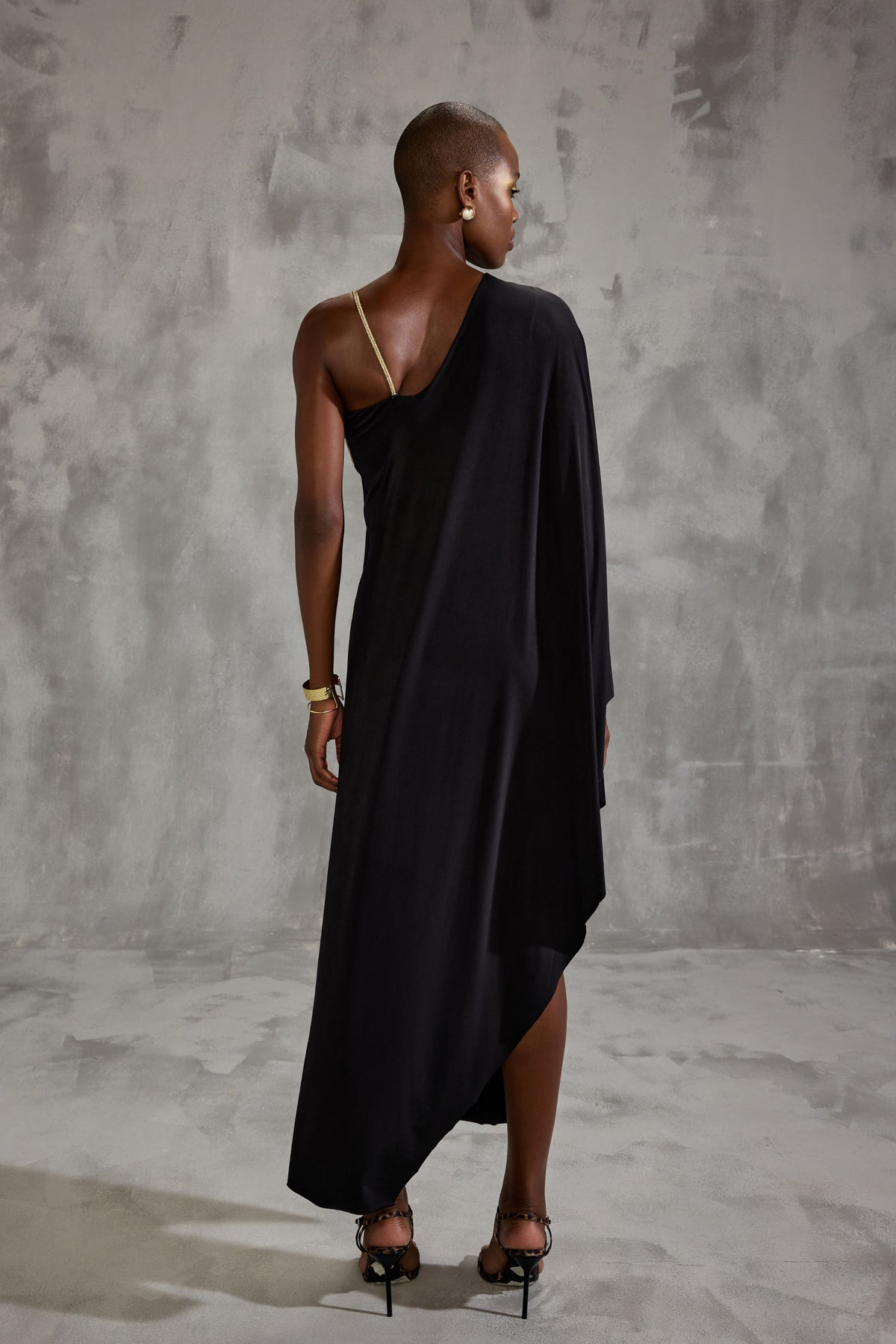 Gleam Sultry Asymetric Drape Dress