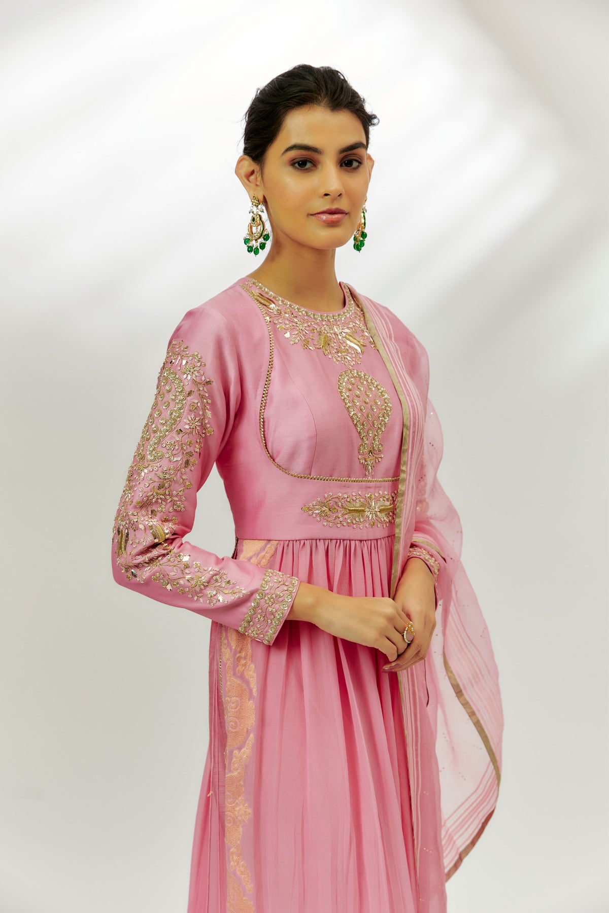 Pastel Pink Embroidered Anarkali Set