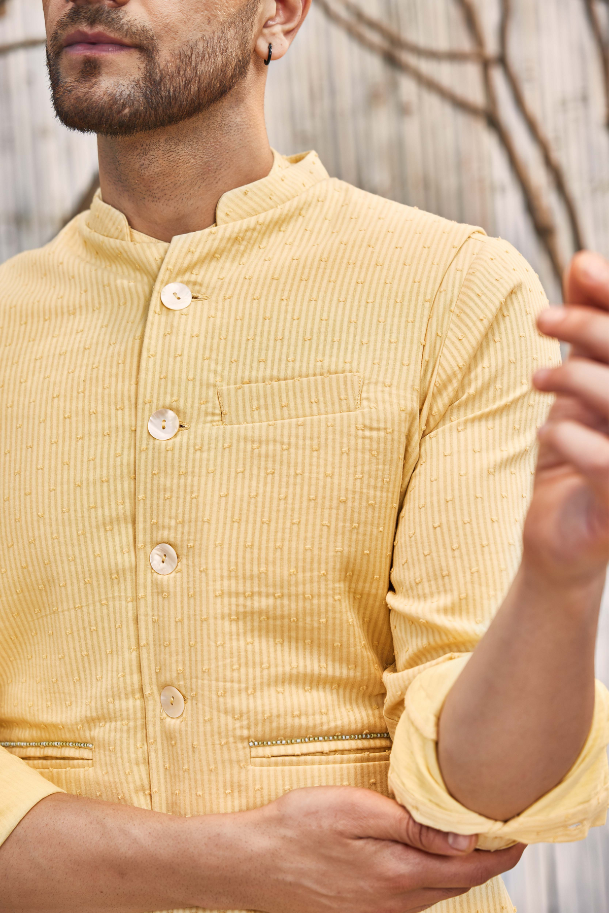 Cotton Yellow Bundi Jacket