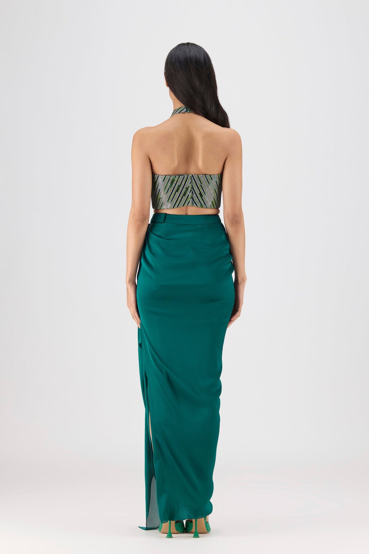 Emerald Metallic Bustier And Skirt