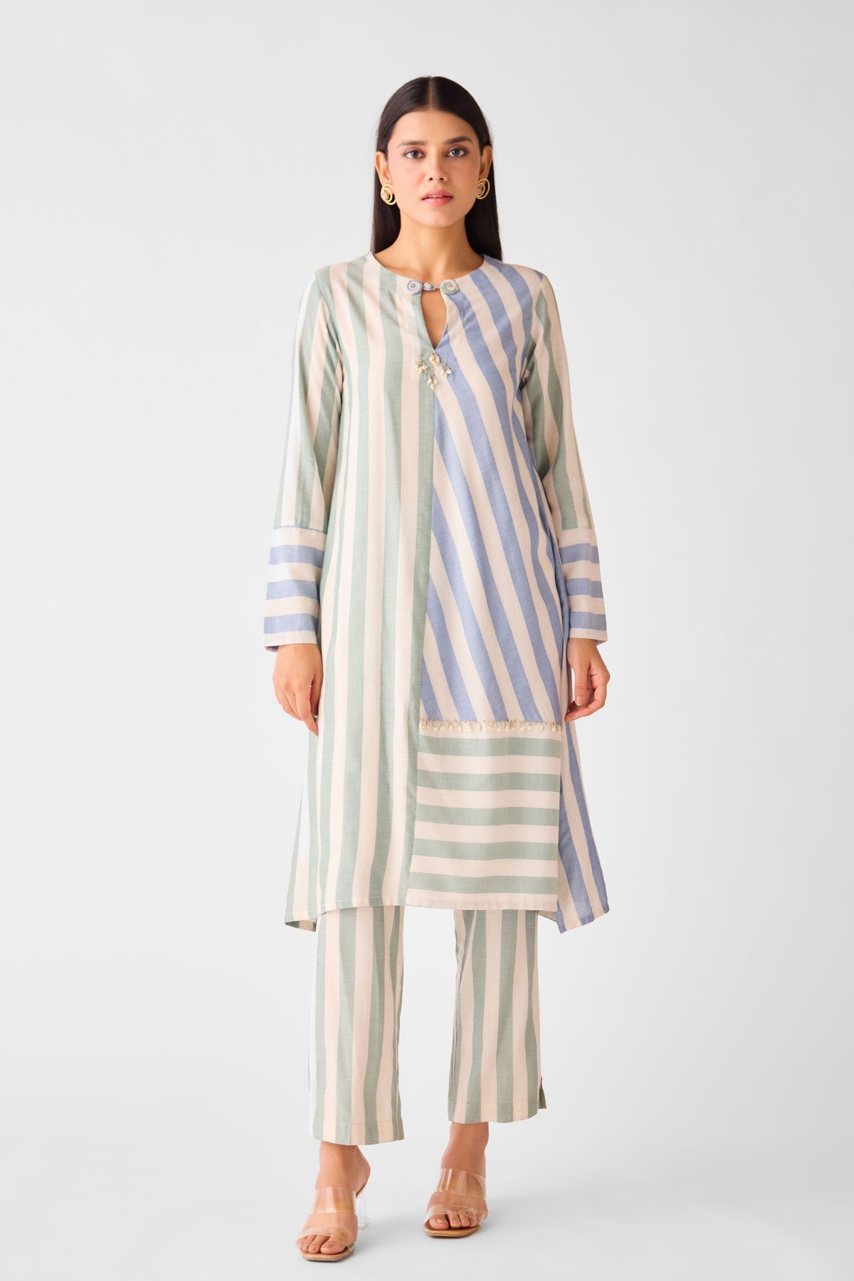 Ivory Abstract Lines Linen Tunic