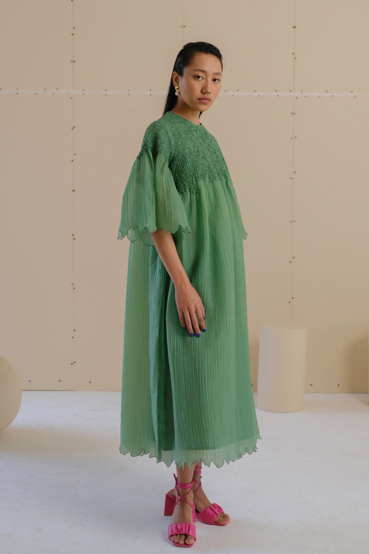 Moss Dress in Weed Green