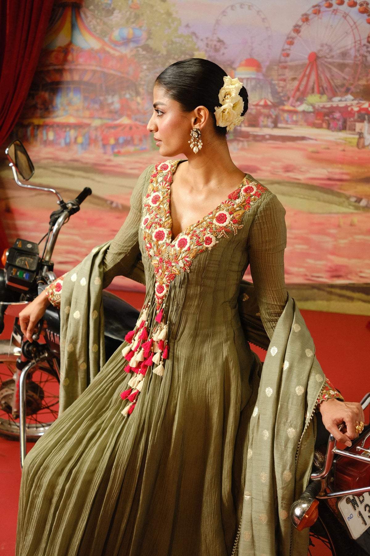 Floral Embroidered Anarkali Set