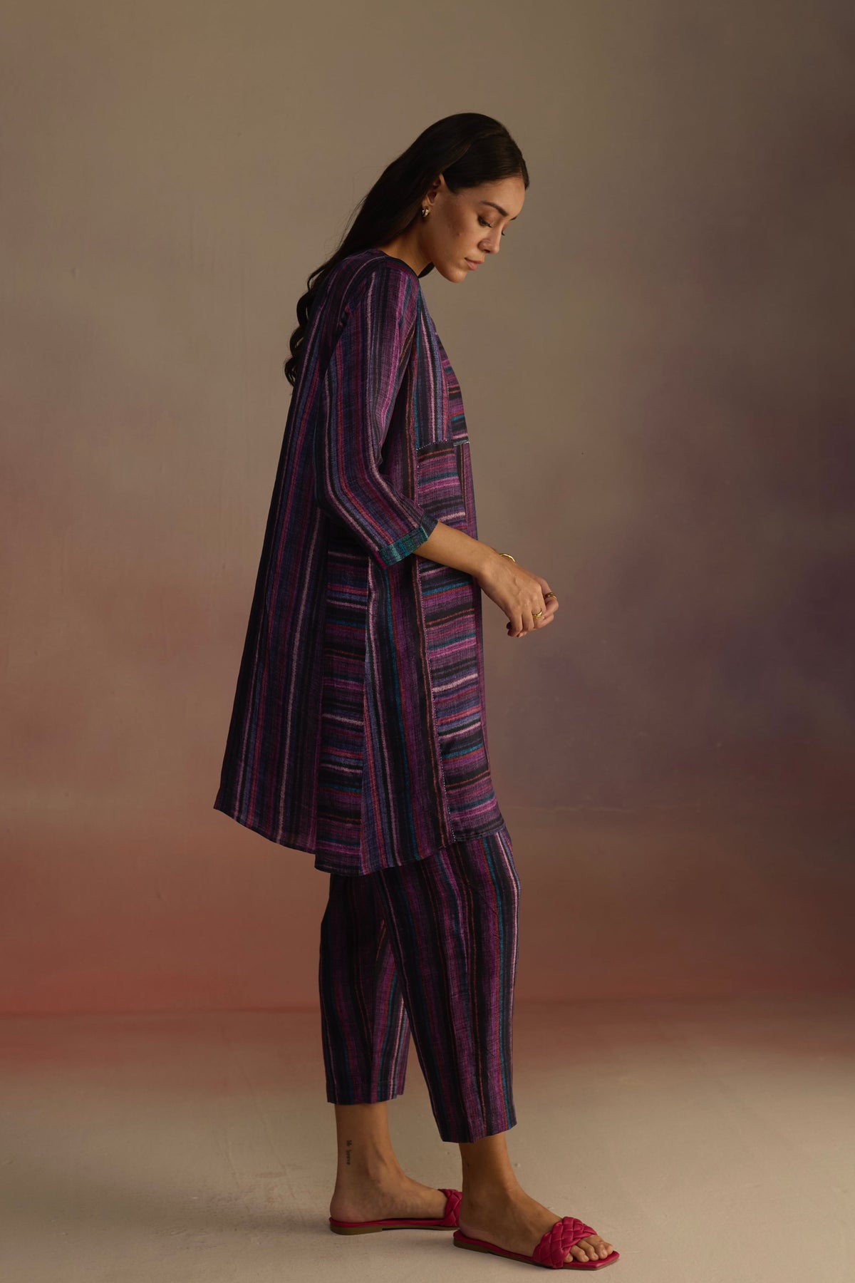 Awning Short Purple Kurta