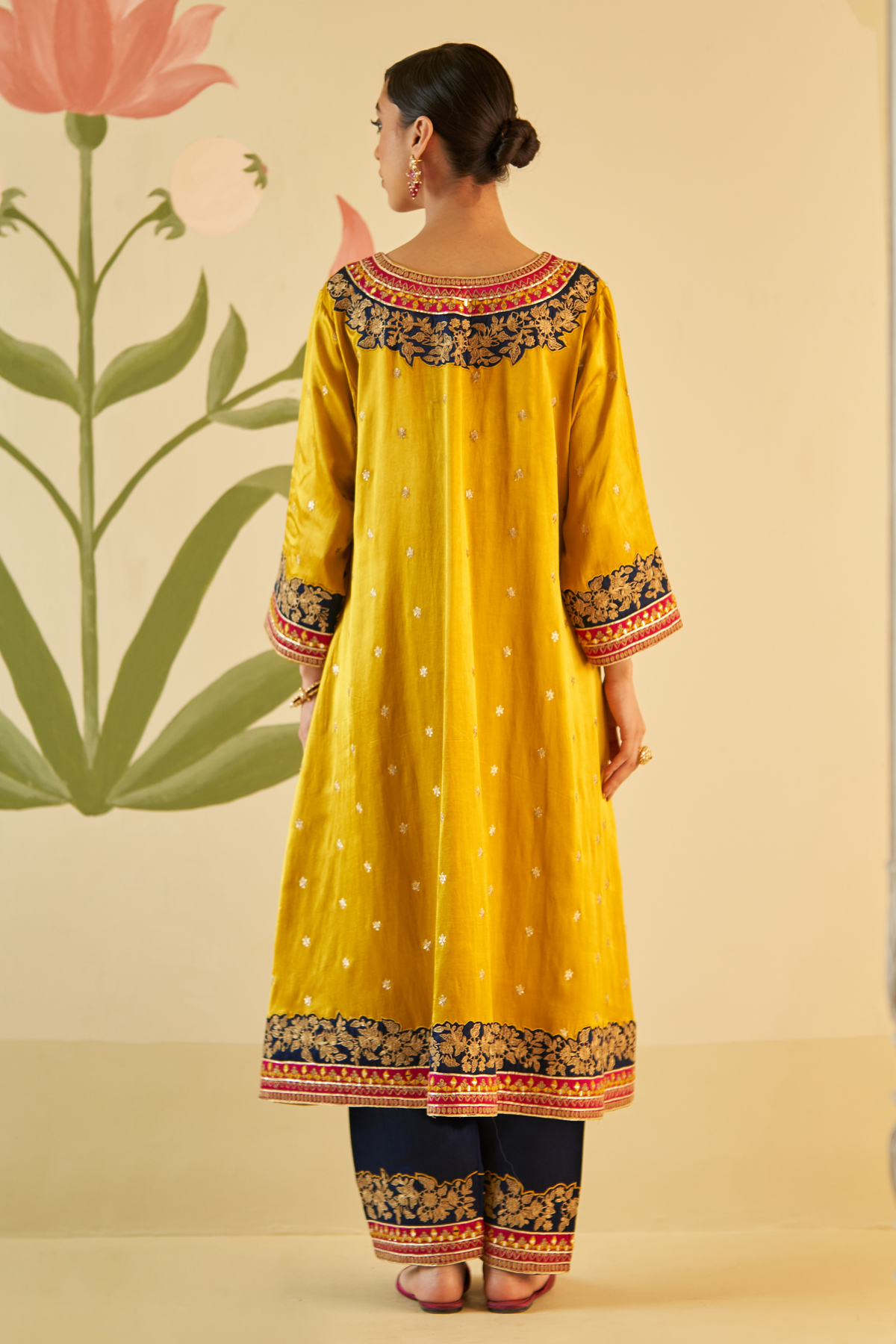 Mustard Satin Choga Set