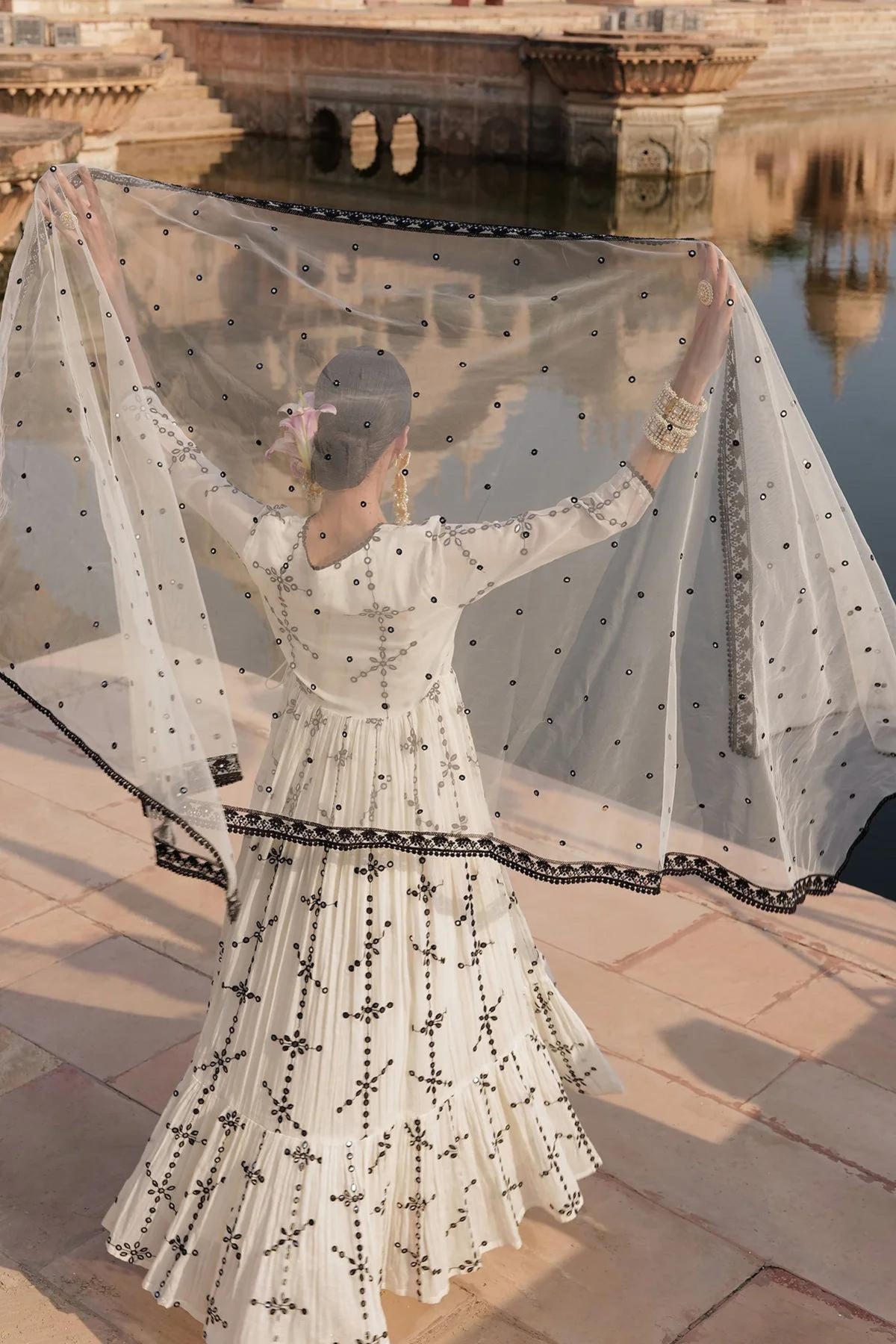 Big Flower Anarkali With Dupatta