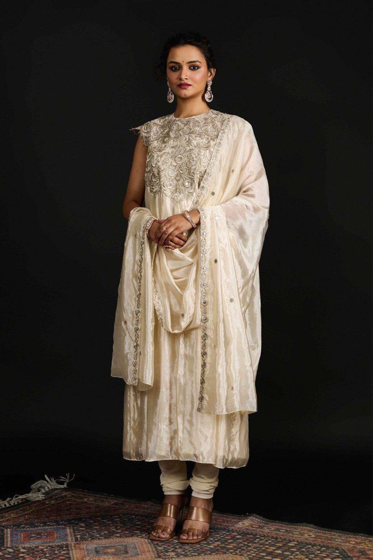 Noura Ivory Anarkali Set