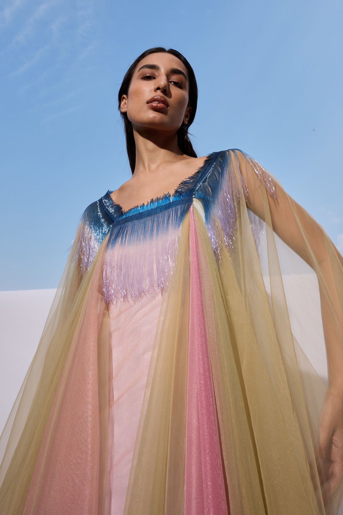 Glass Yoke Tulle Kaftan