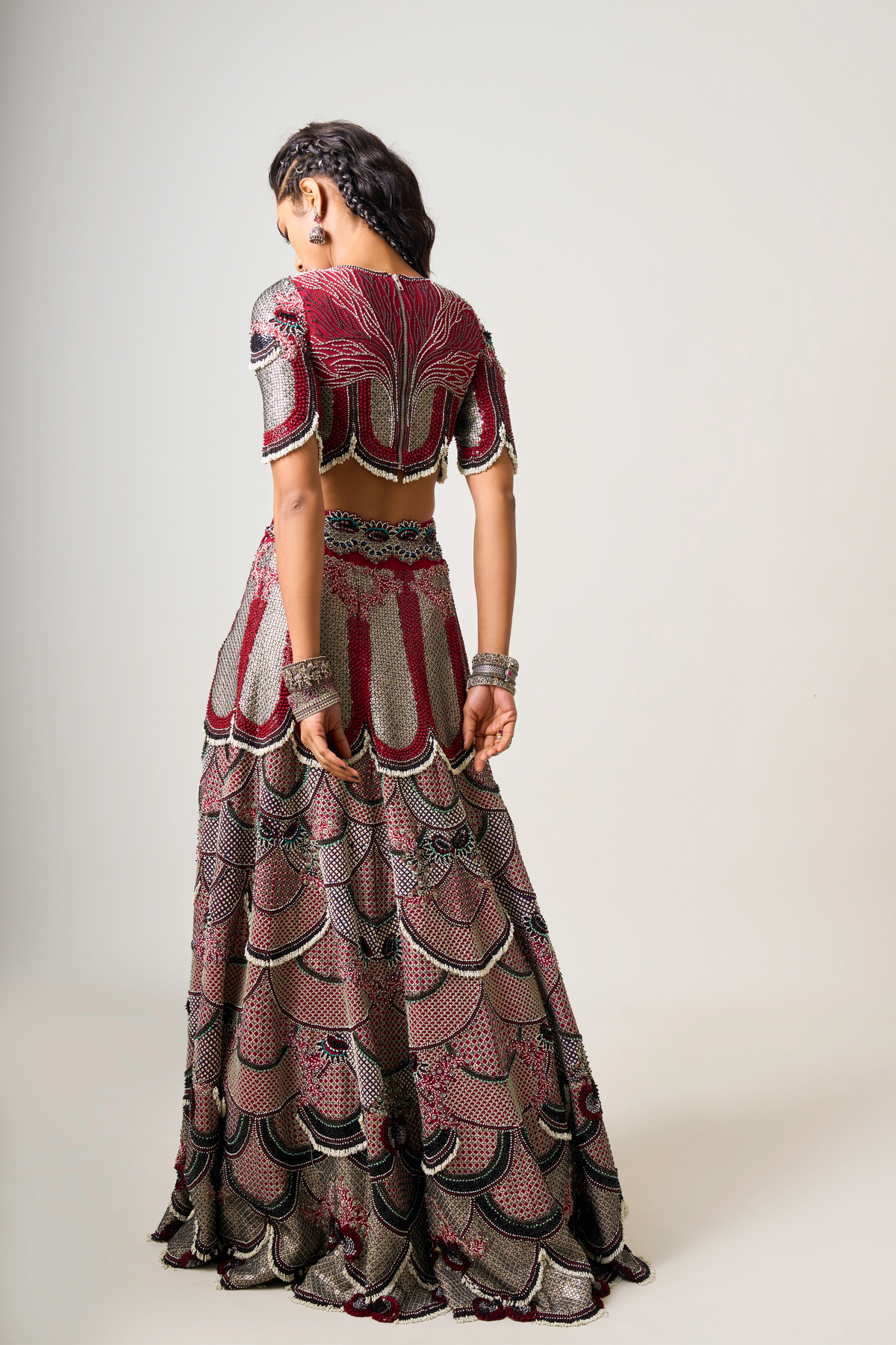 Burgundy Lehenga With Blouse