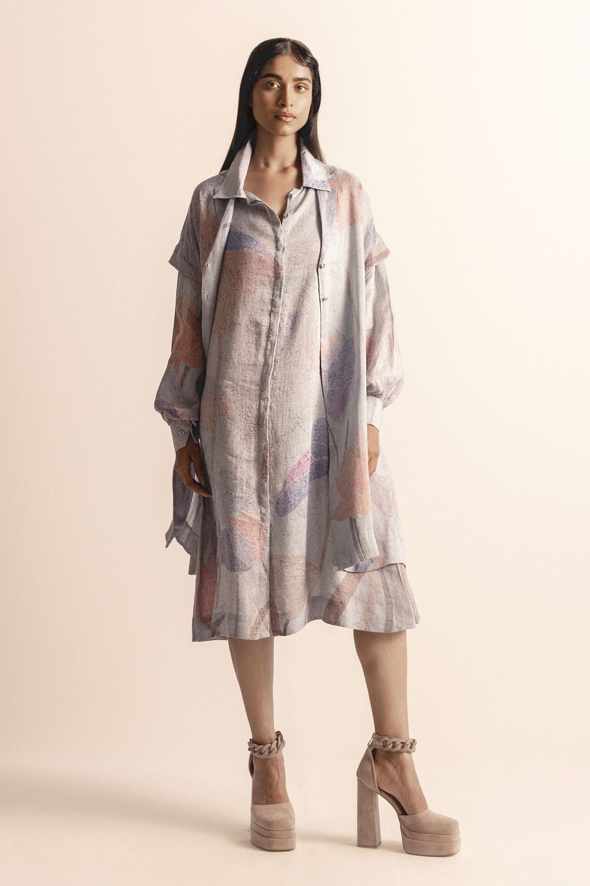 Lotus Pond Layered Shirt Dress