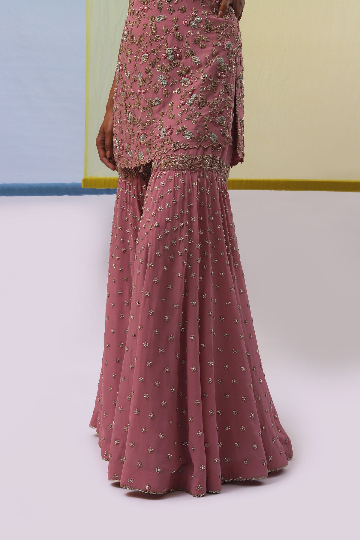 Rose Pink Afee Gharara Set