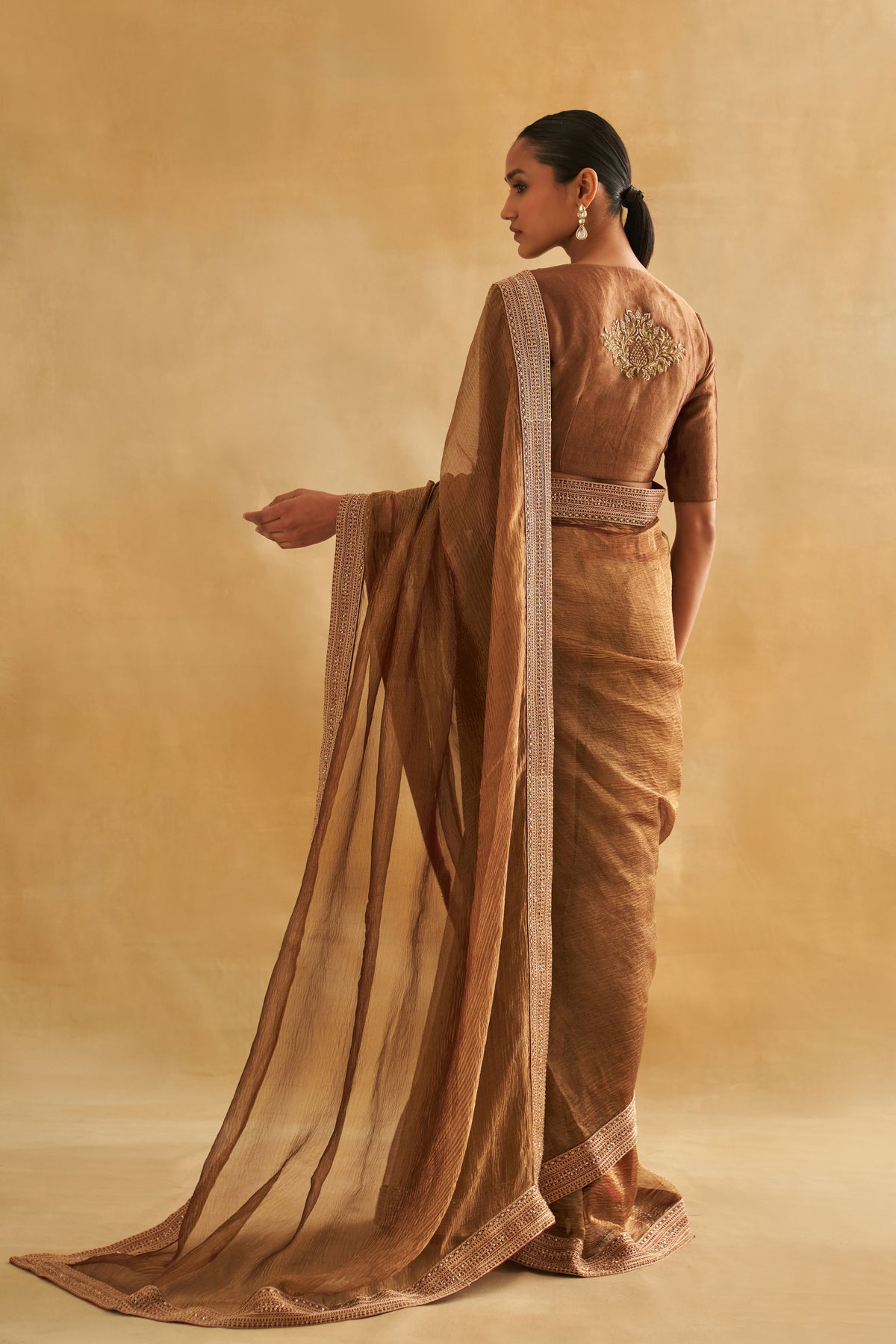 Wine-antique Saree Set