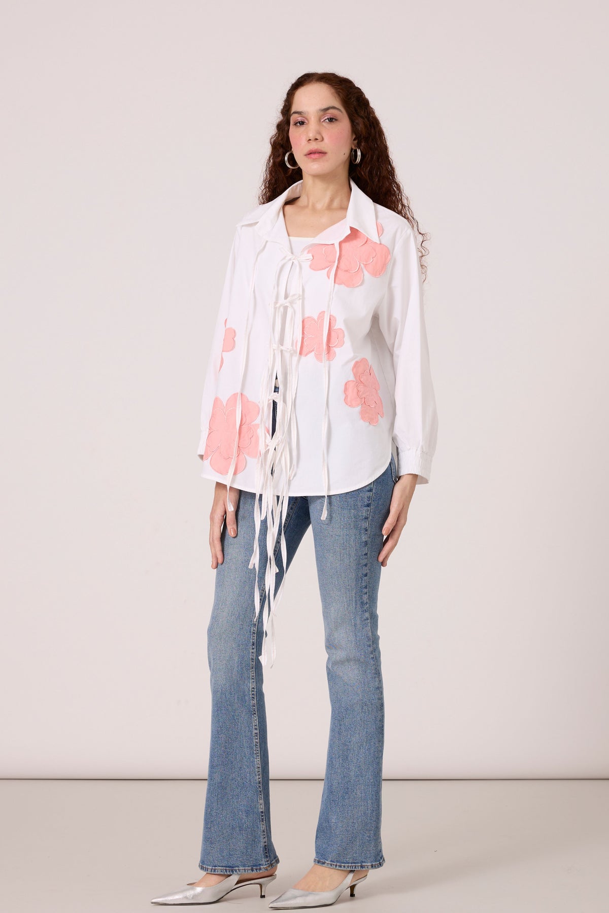 Ariel Applique Peony Pink Shirt