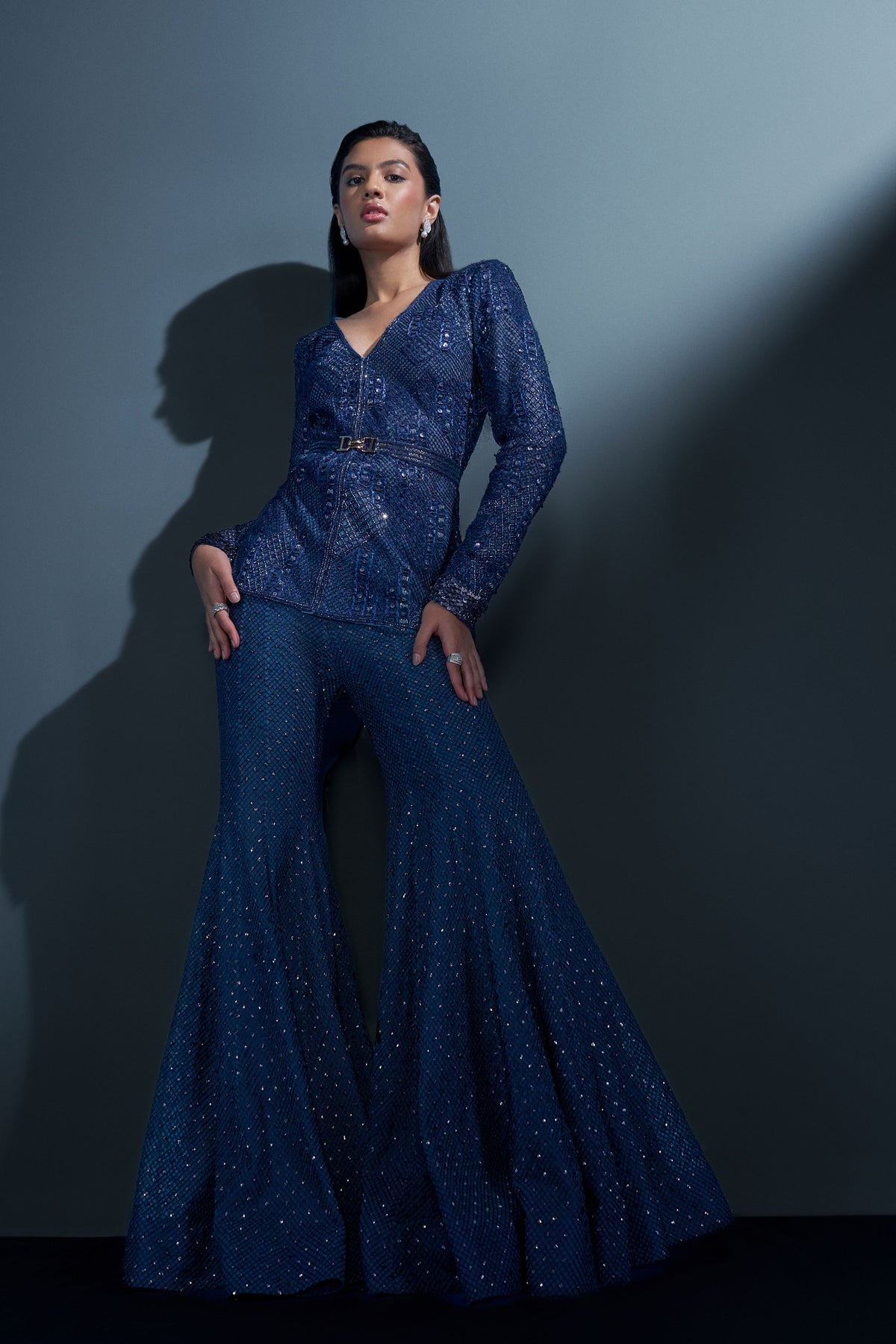 Crystals Midnight Blue Sharara Set