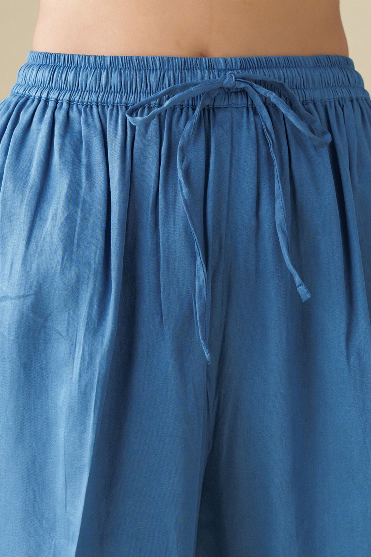 Blue Cotton Silk Pant