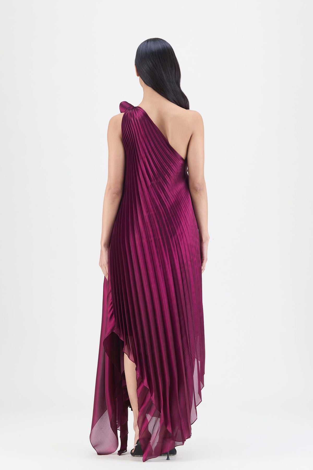 Plum Pleated Fluid Gown