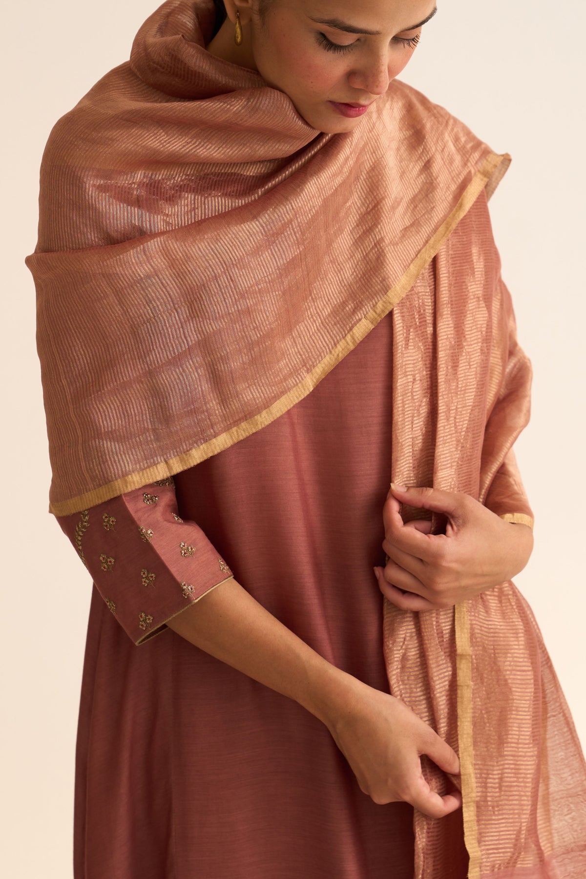 Rosewood Zari Stripped Dupatta