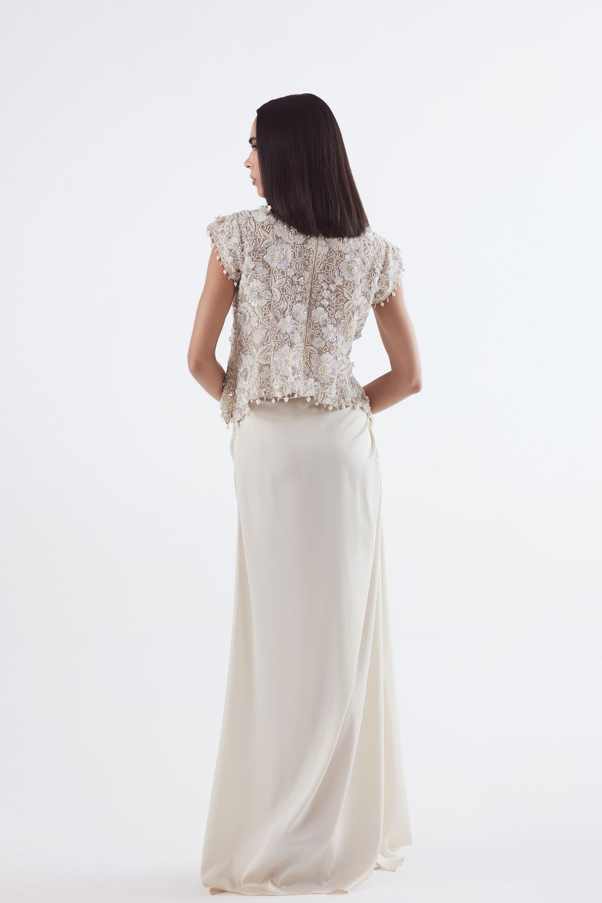 Ivory Top With Drape Skirt