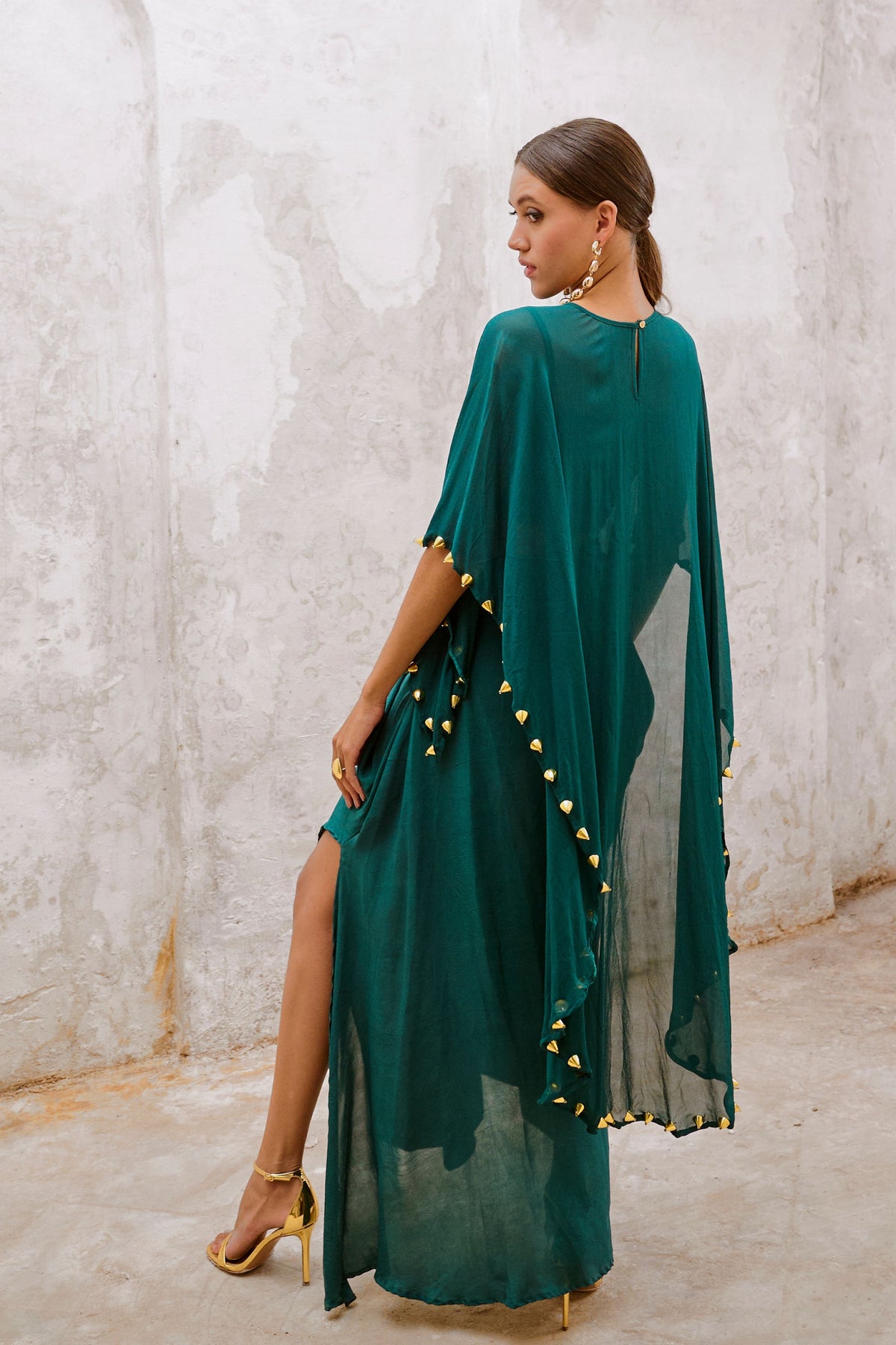 Bottle Green Cape and Drape Skirt