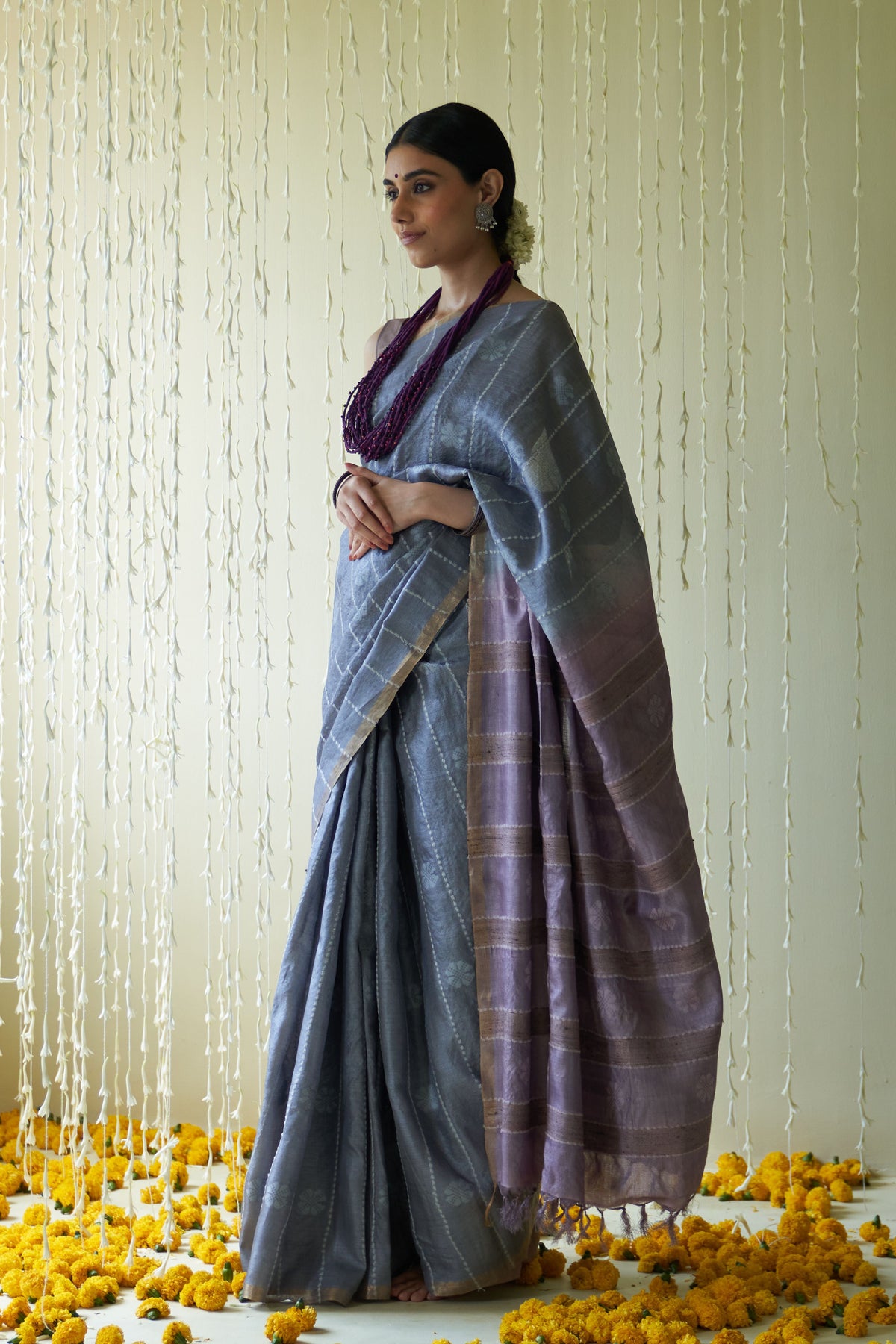 Zeenat Grey &amp; Mauve Saree