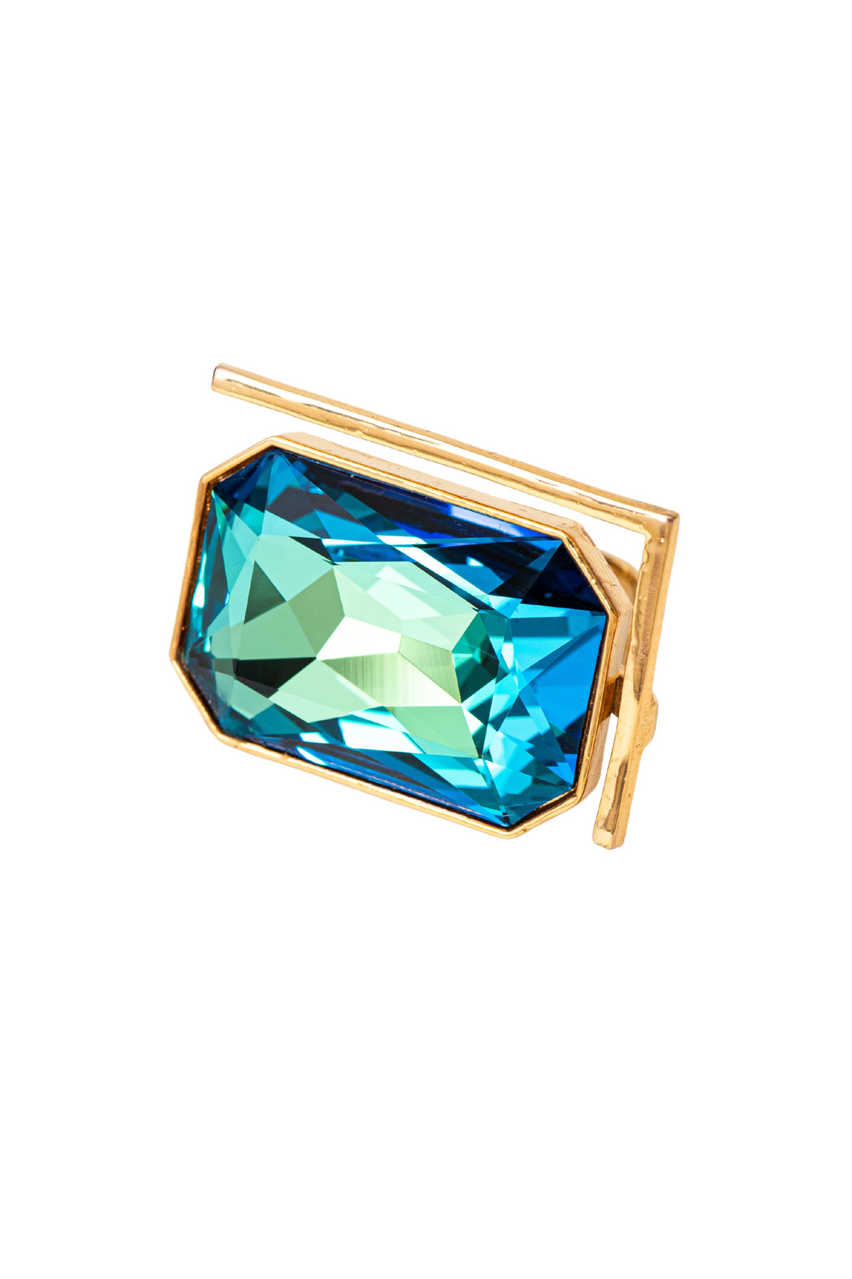 Radiance Crystal Cocktail Ring - Peacock Blue