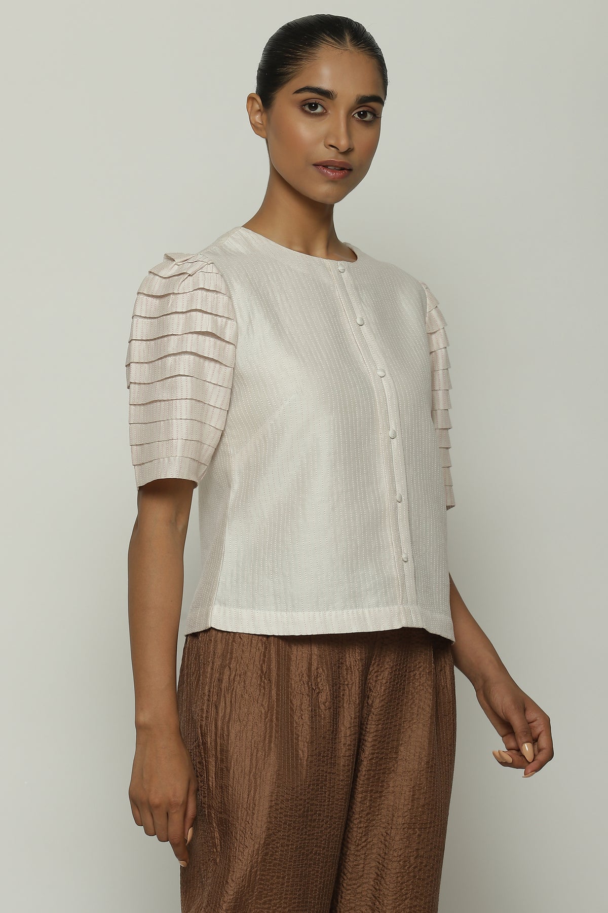 Ivory Pleated Top