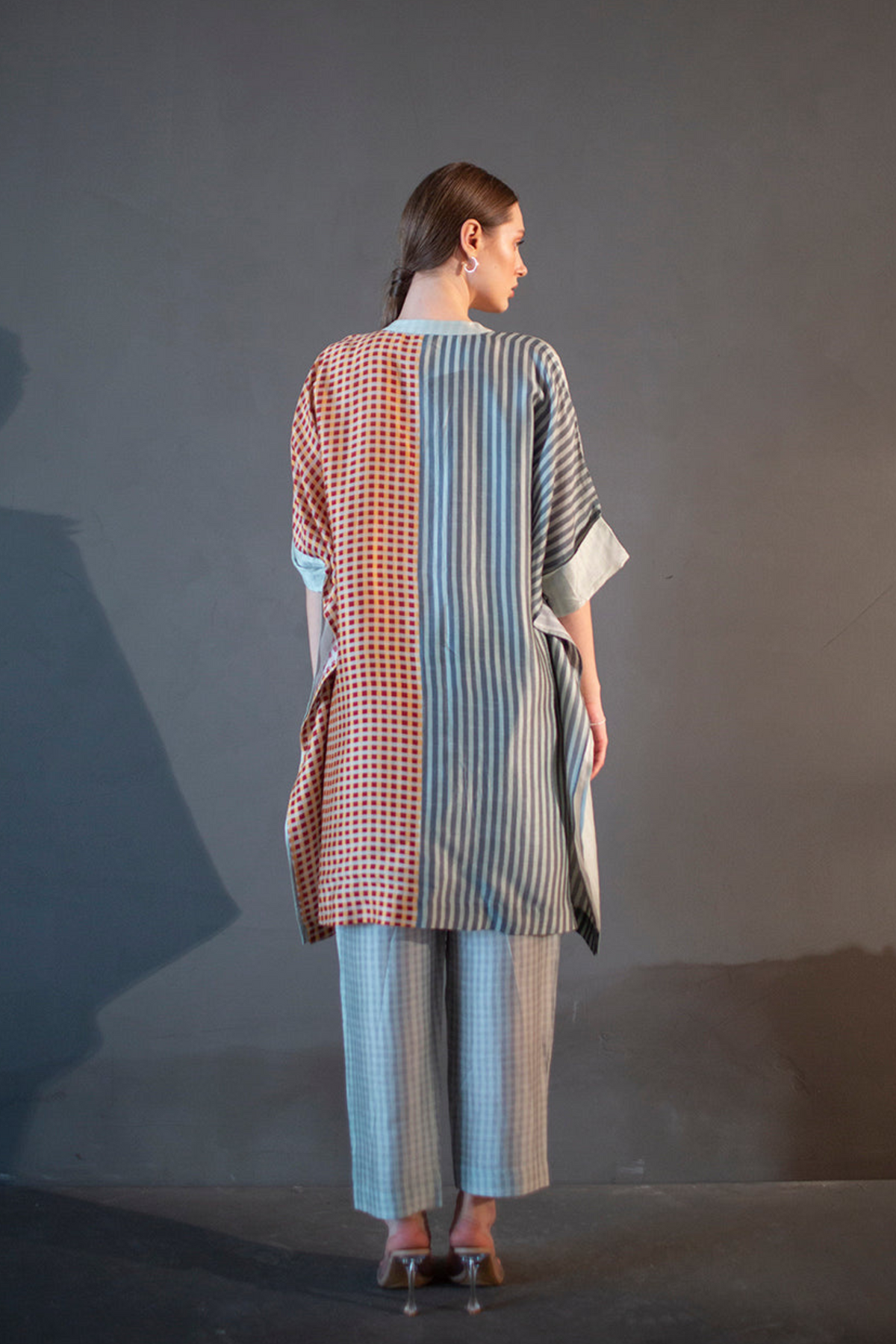 Abstract Geometric In Dupion Silk Tunics Set