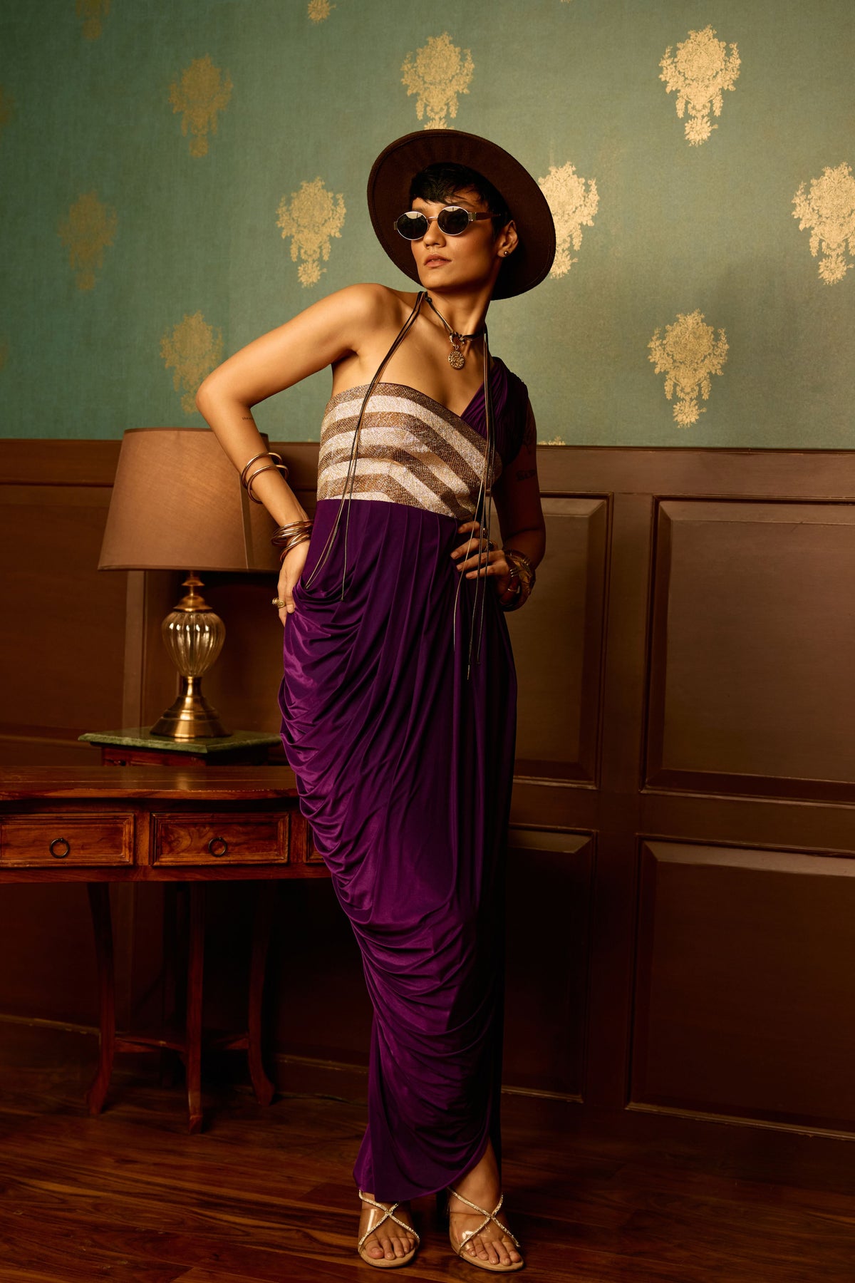 Fig Purple Drape Gown