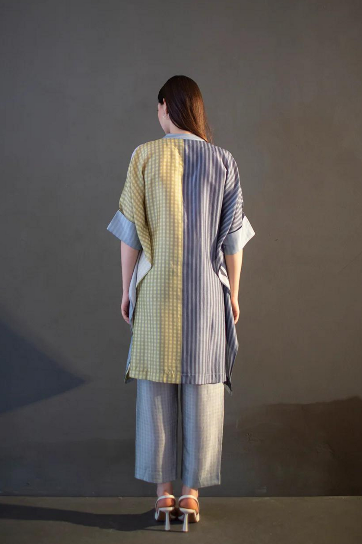 Abstract Geometric In Dupion Silk Tunics Set