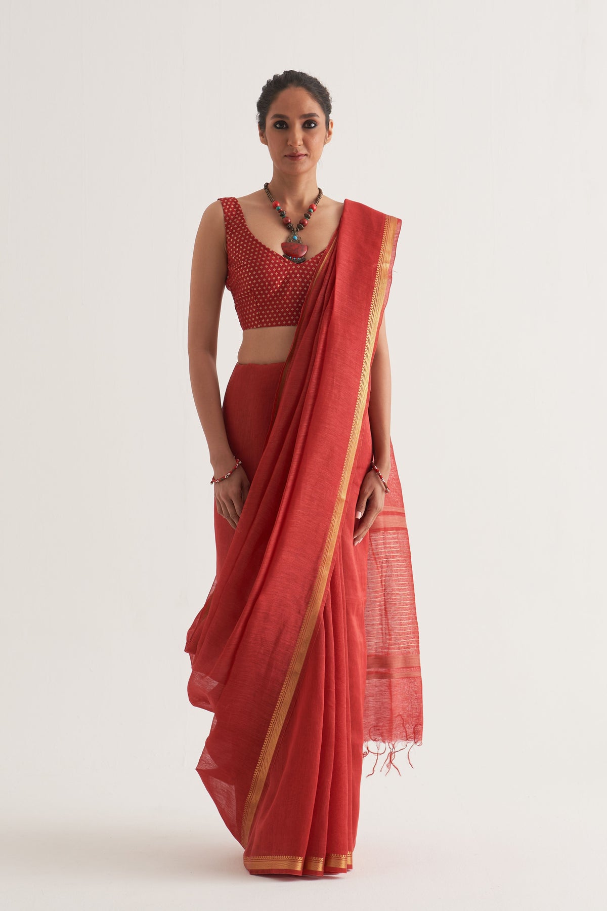 Paro Red Saree