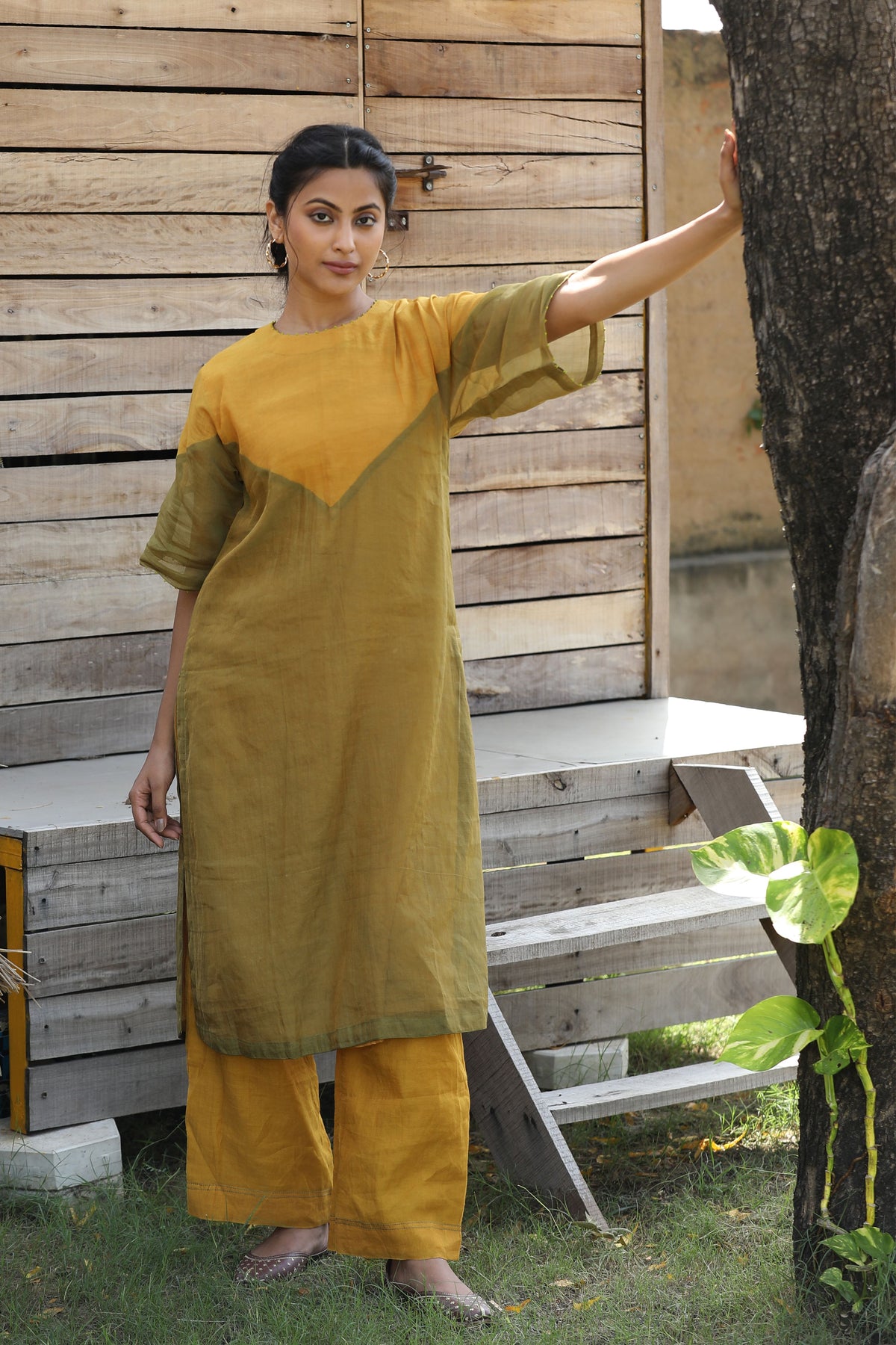 Yellow and Green Tunic Set