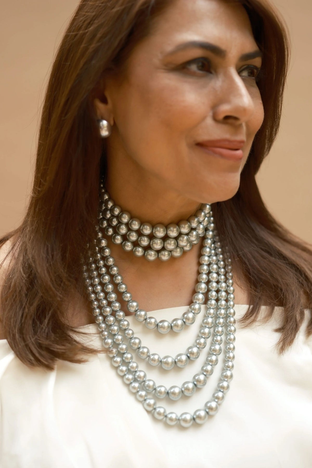 Quadruple Graded Silver Necklace