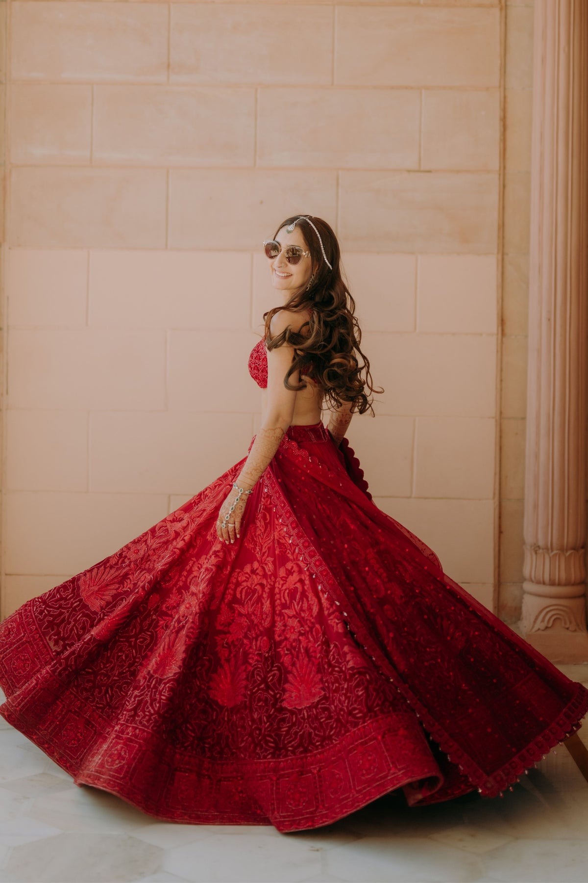 Ombre Red Pure Georgette Lehenga