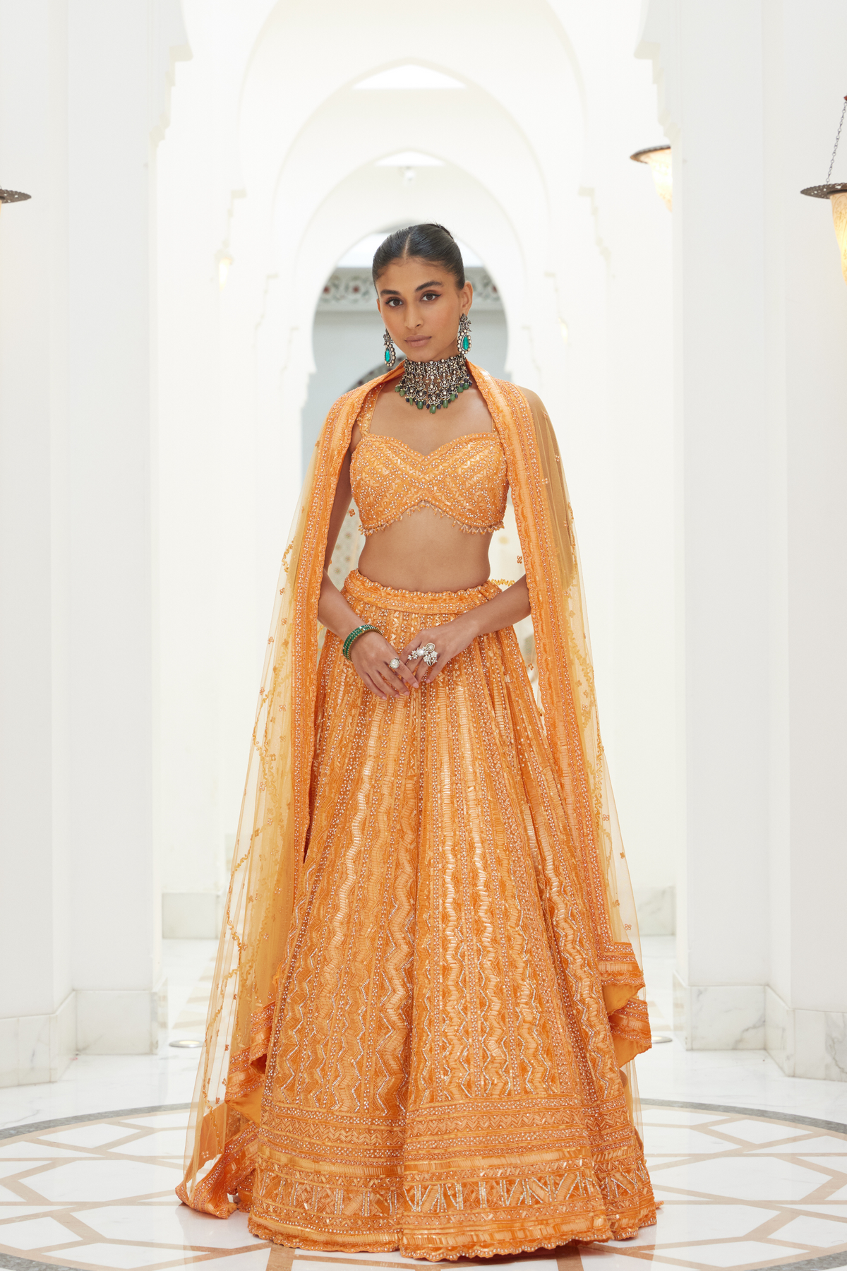 Orange Lehenga Choli With Dupatta