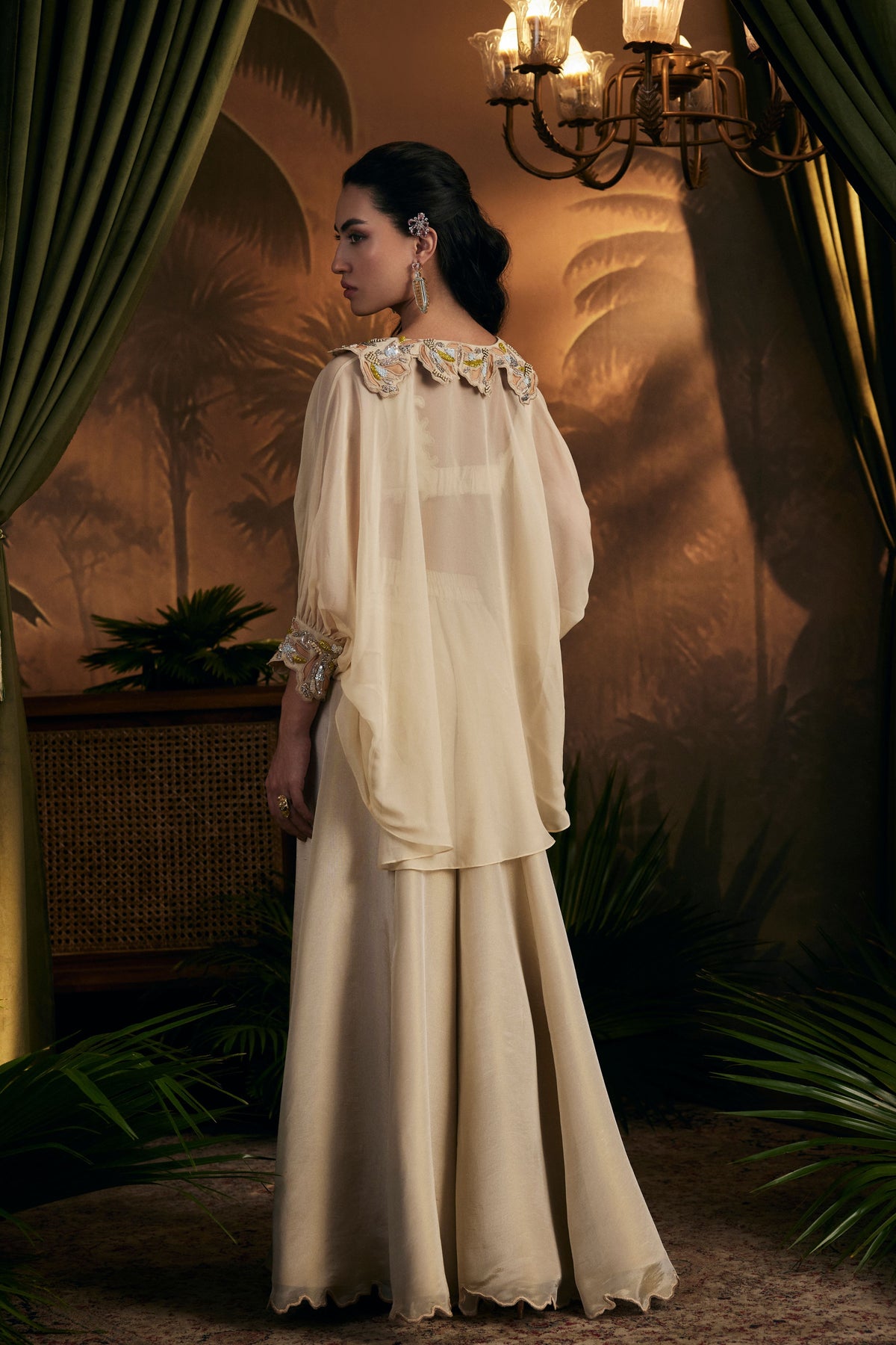 Champagne Gold Cape Sharara Set