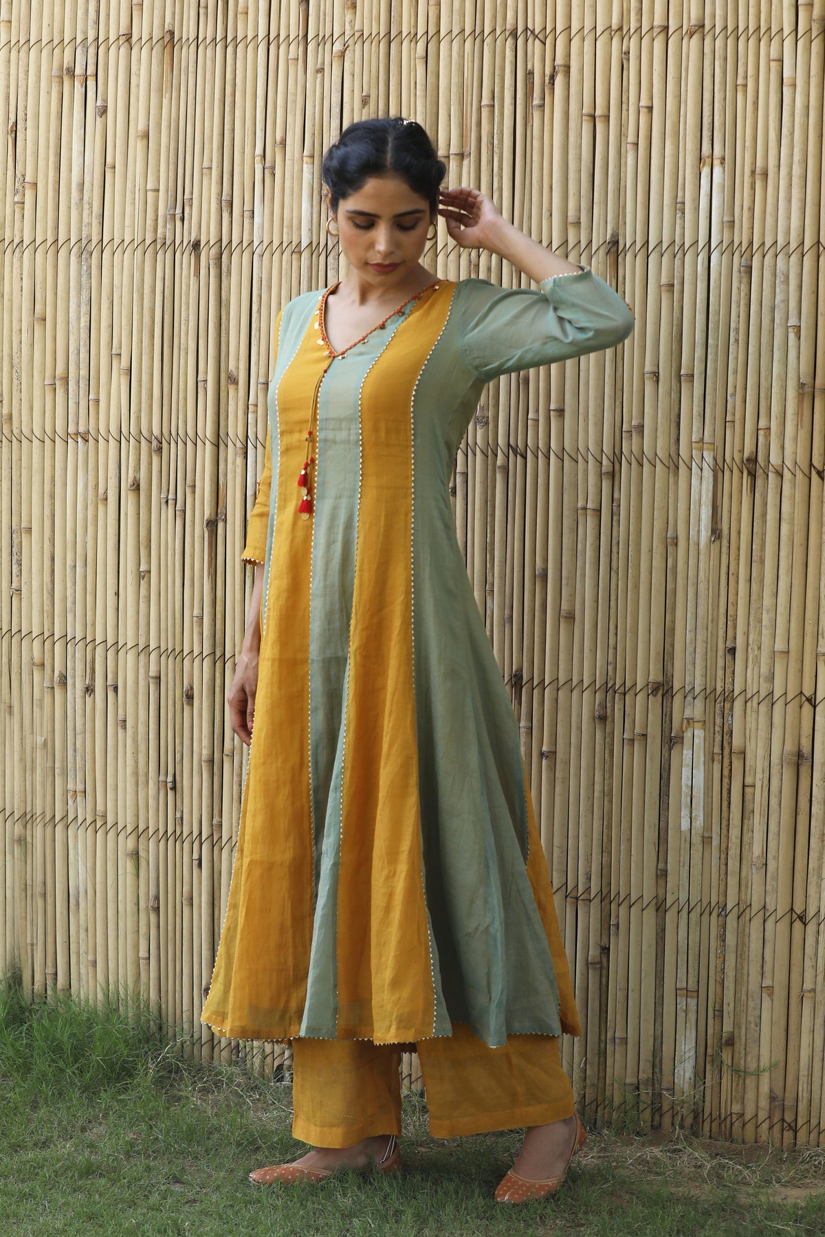 Blue And Yellow Kurta Set